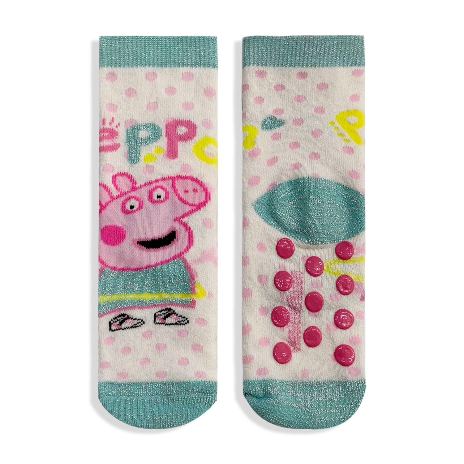 Calzini antiscivolo per bambina Peppa Pig in cotone bimba lurex 5688