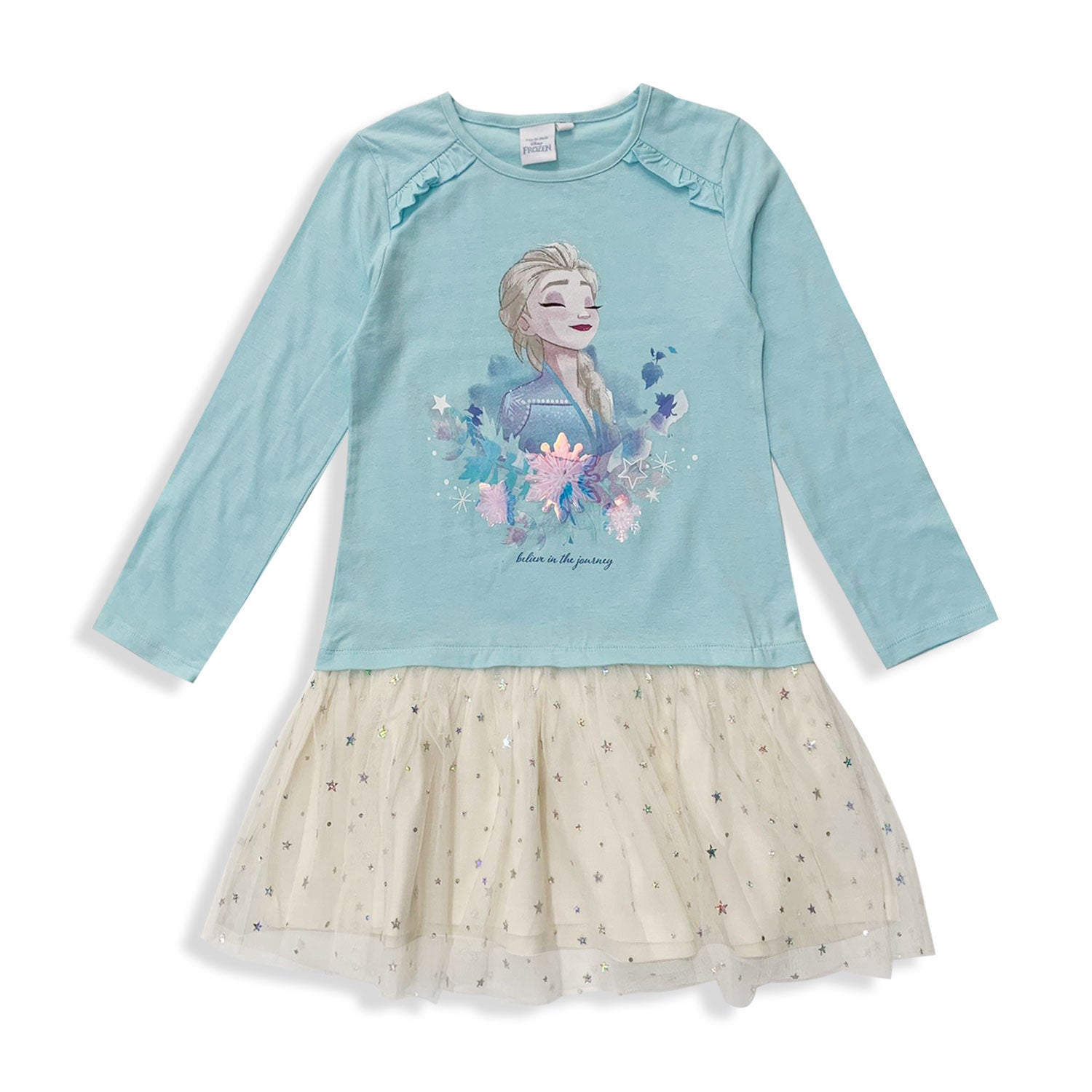 Abito bambina Disney Frozen vestitino stampato con gonna tulle brillantini 5692
