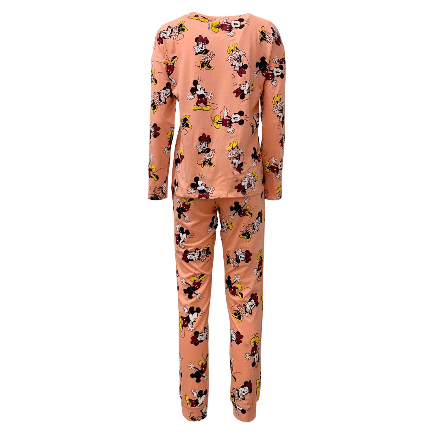 Pigiama lungo donna Disney Minnie Mouse maglia pantalone ragazza in cotone 5693