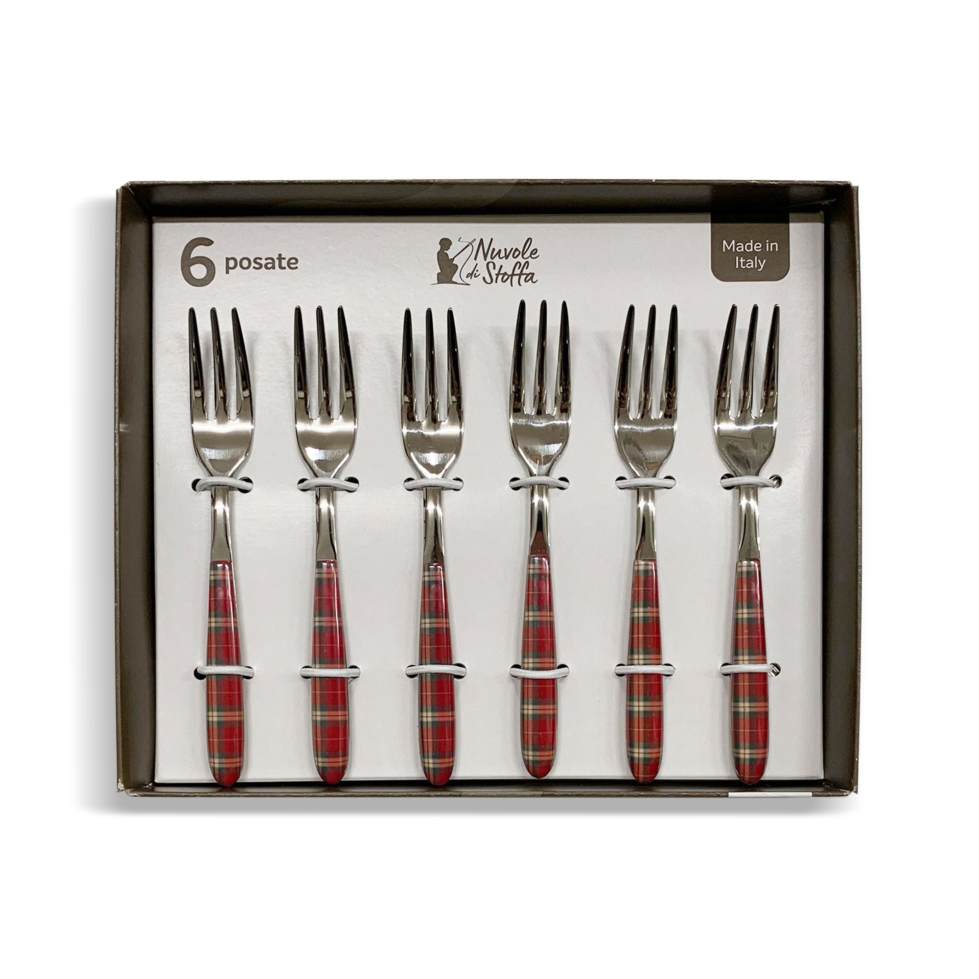 Forchettine dolce Nuvole di Stoffa natalizie in acciaio inox Tartan Bonnie 5715