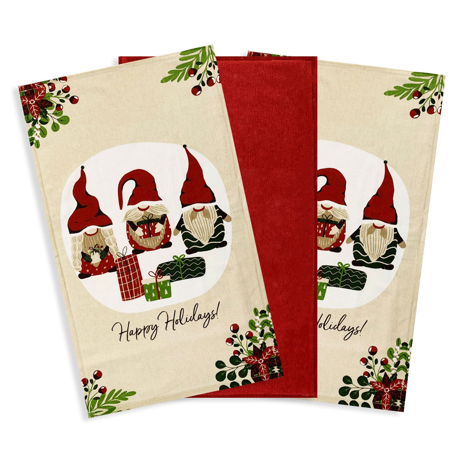 Set Strofinacci e borsa natalizi Nuvole di Stoffa decoro Idea Regalo Natale 5734