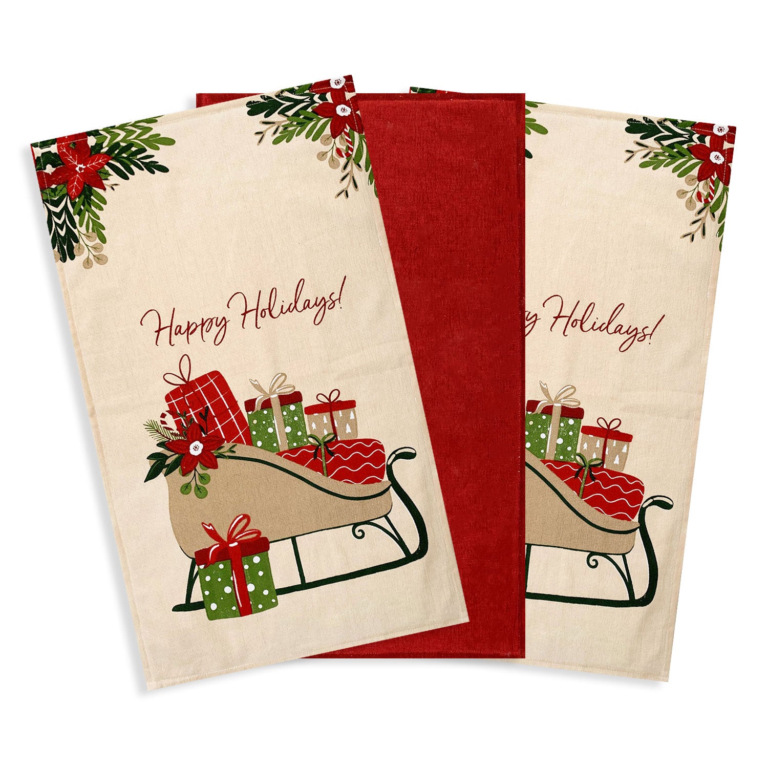 Set Strofinacci e borsa natalizi Nuvole di Stoffa decoro Idea Regalo Natale 5735