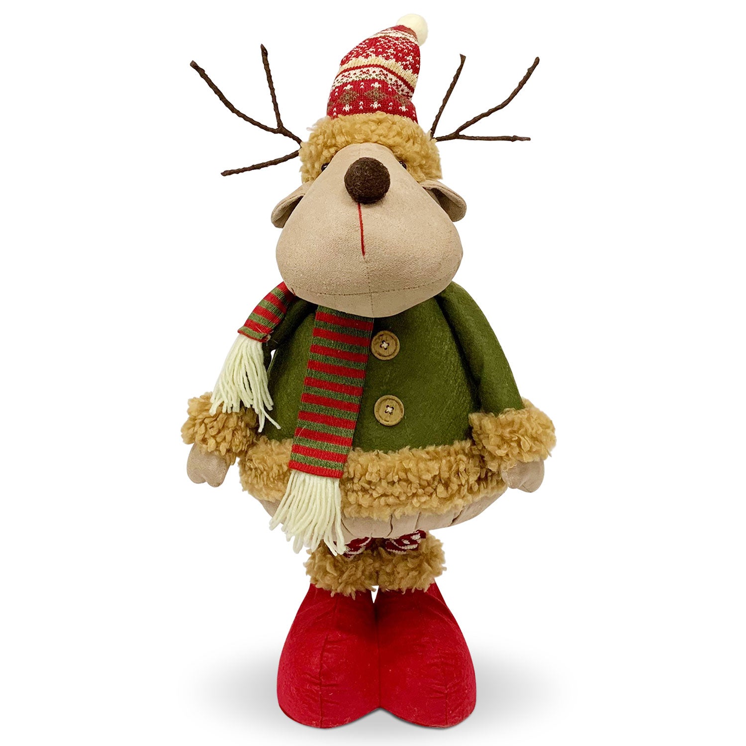Peluche Di Natale 40 Cm | Babbo Natale E Renna In Velluto, Morbidi E Leggeri, Decorazioni Festa