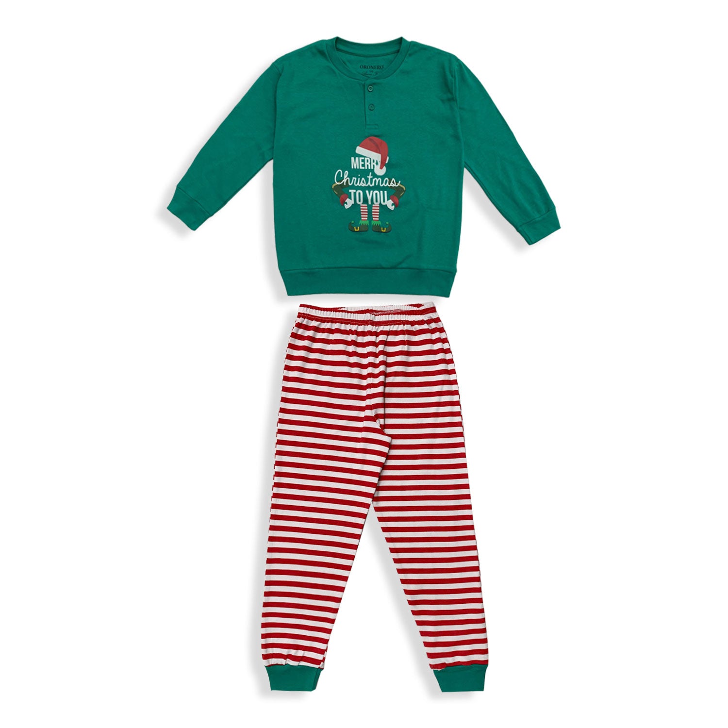 Pigiama natalizio bambino lungo bimbo Elfo Natale caldo cotone Oronero 5777