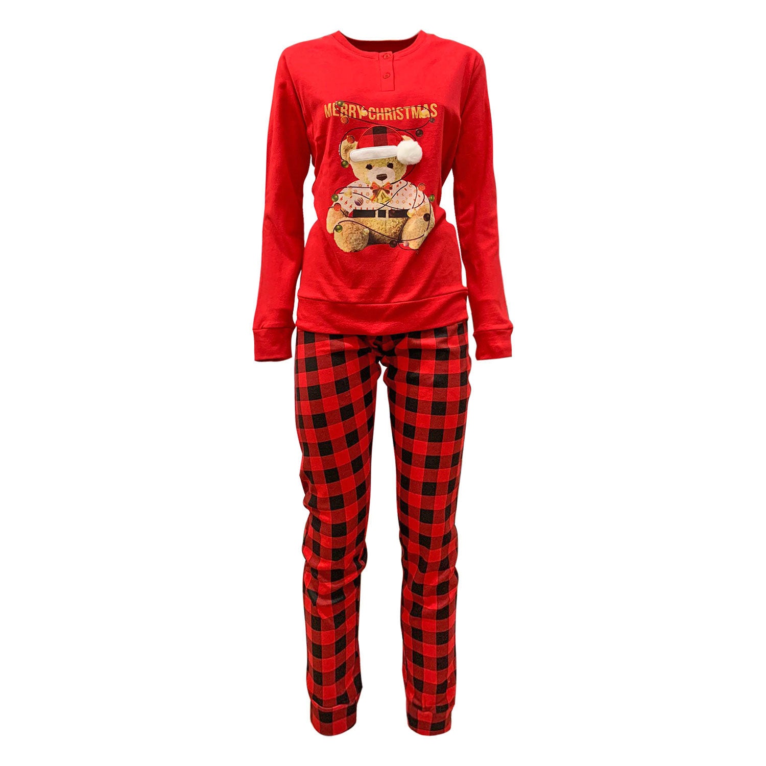 Pigiama natalizio donna lungo ragazza Regalo Natale caldo cotone Oronero 5779