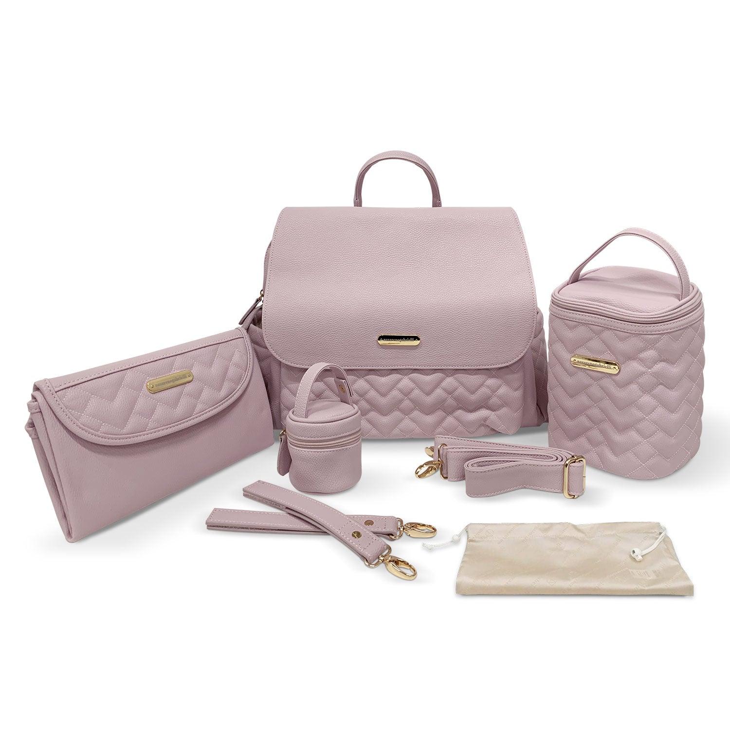 Nazareno Gabrielli baby changing bag set in eco-leather 5807 Rose Unique