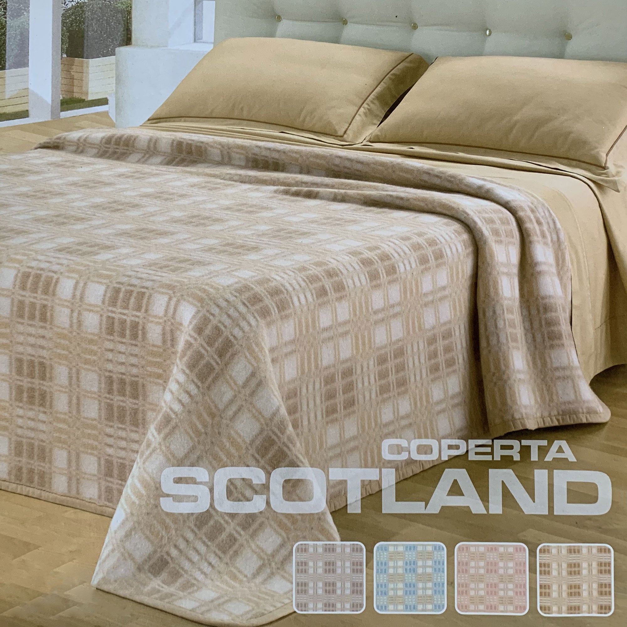 Coperta invernale misto lana jacquard matrimoniale letto 2 posti Scotland 5911