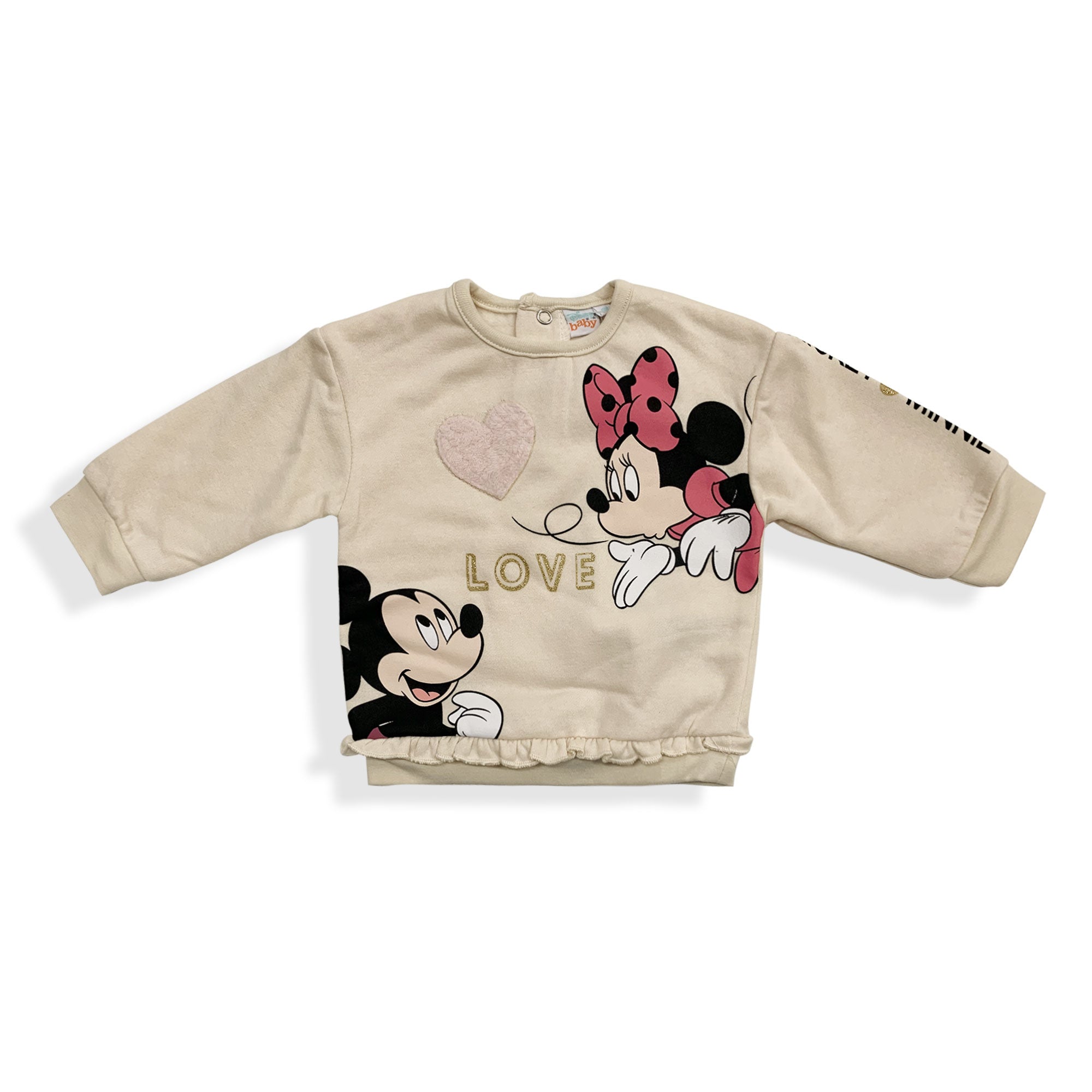 Felpa neonato Disney Minnie e Mickey Mouse maglia bimba maniche lunghe 5954