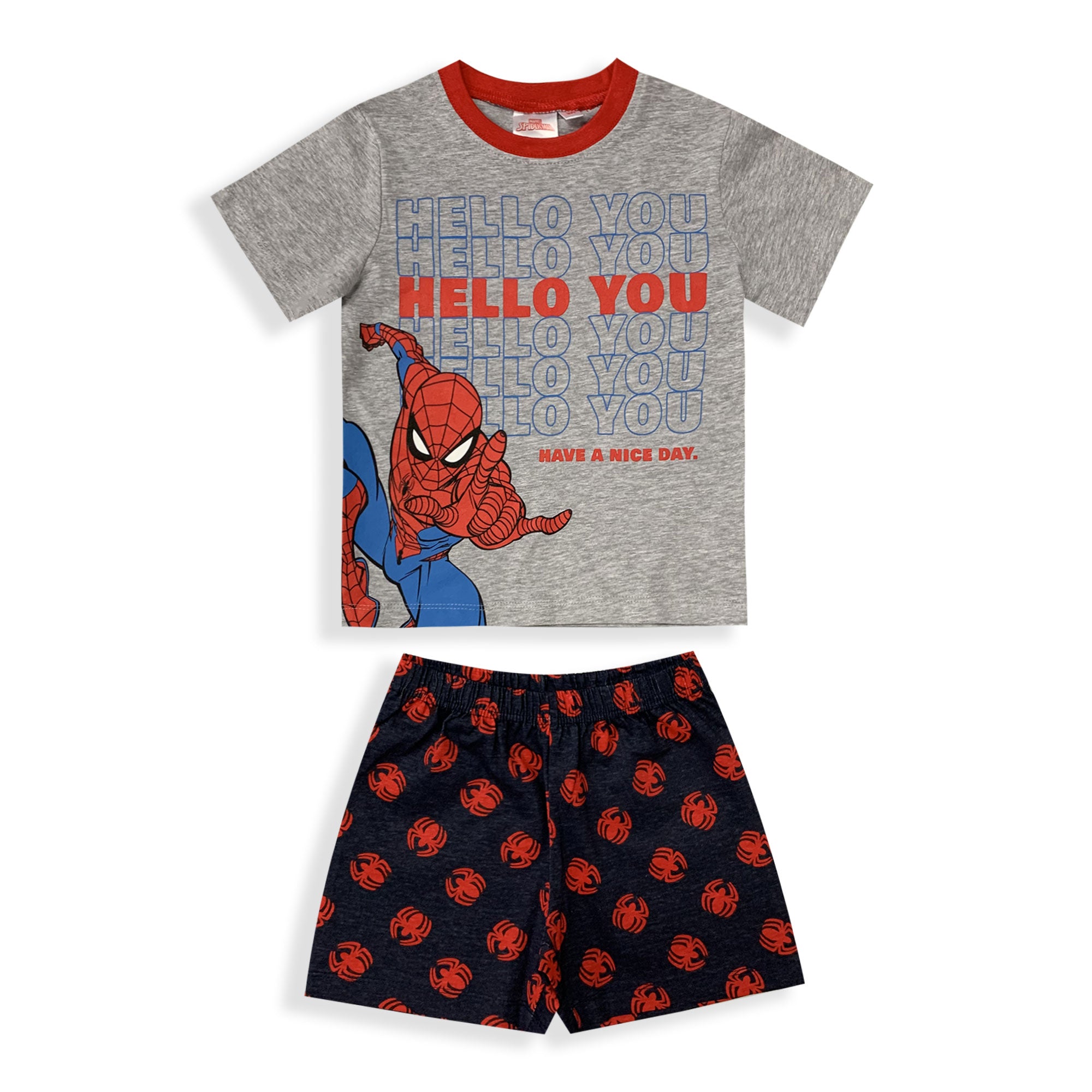 Pigiama bambino Marvel Spiderman t-shirt e pantaloncino in cotone stampato 6028