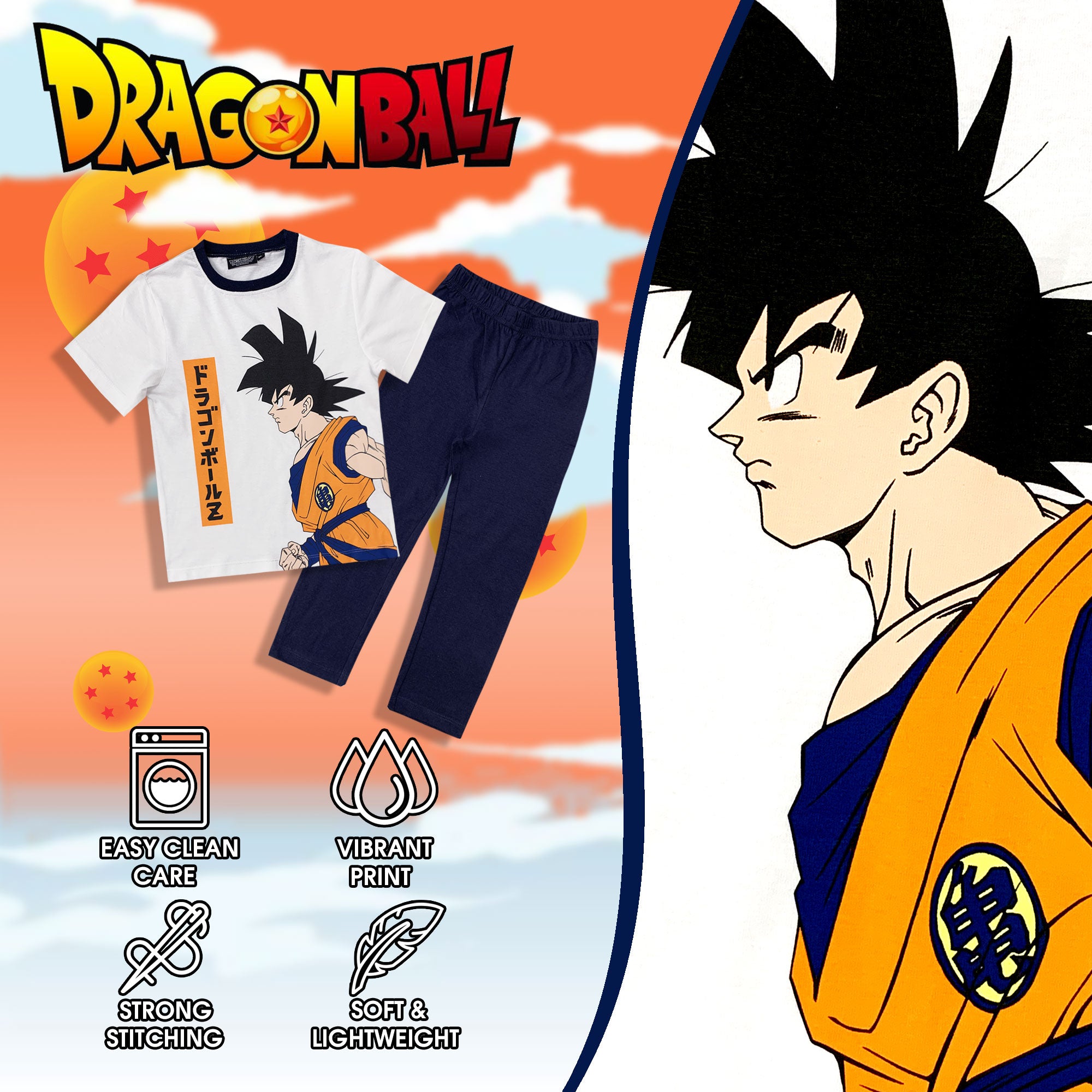 Pigiama bambino Dragon Ball Z Goku t-shirt e pantalone in cotone stampato 6030