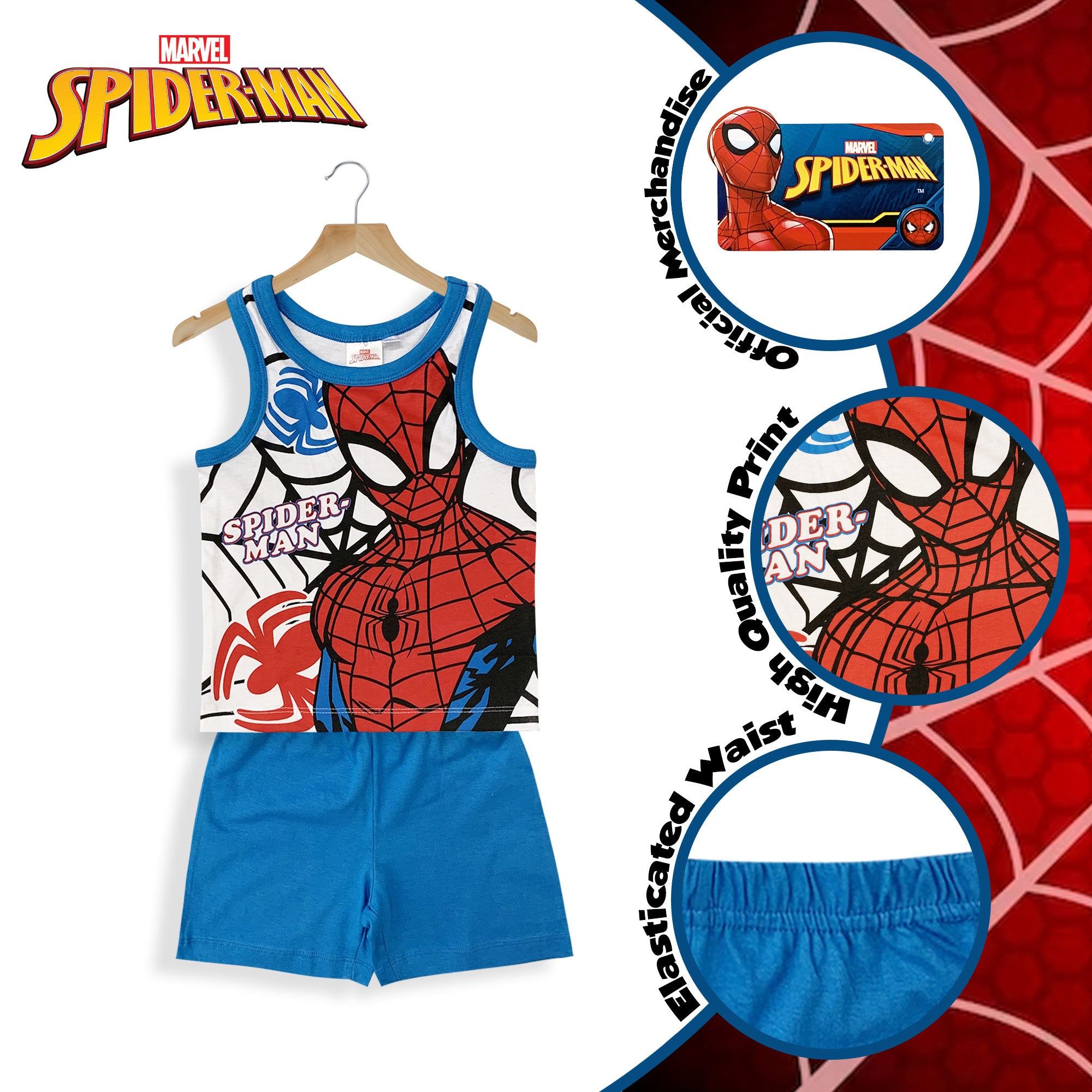 Pigiama bambino Marvel Spiderman canotta e pantaloncino in cotone stampato 6031