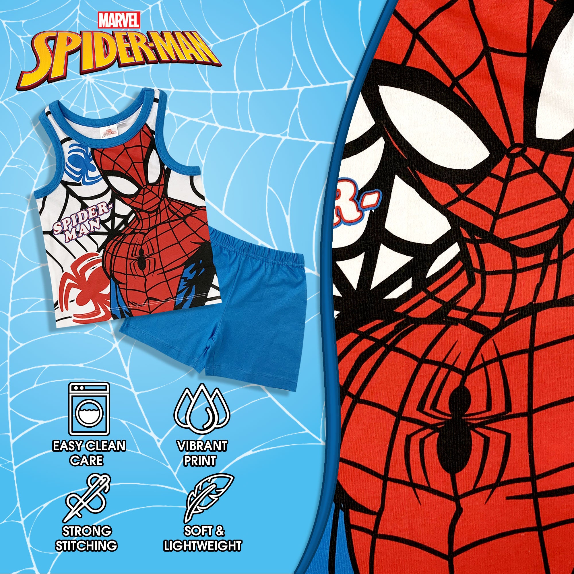 Pigiama bambino Marvel Spiderman canotta e pantaloncino in cotone stampato 6031