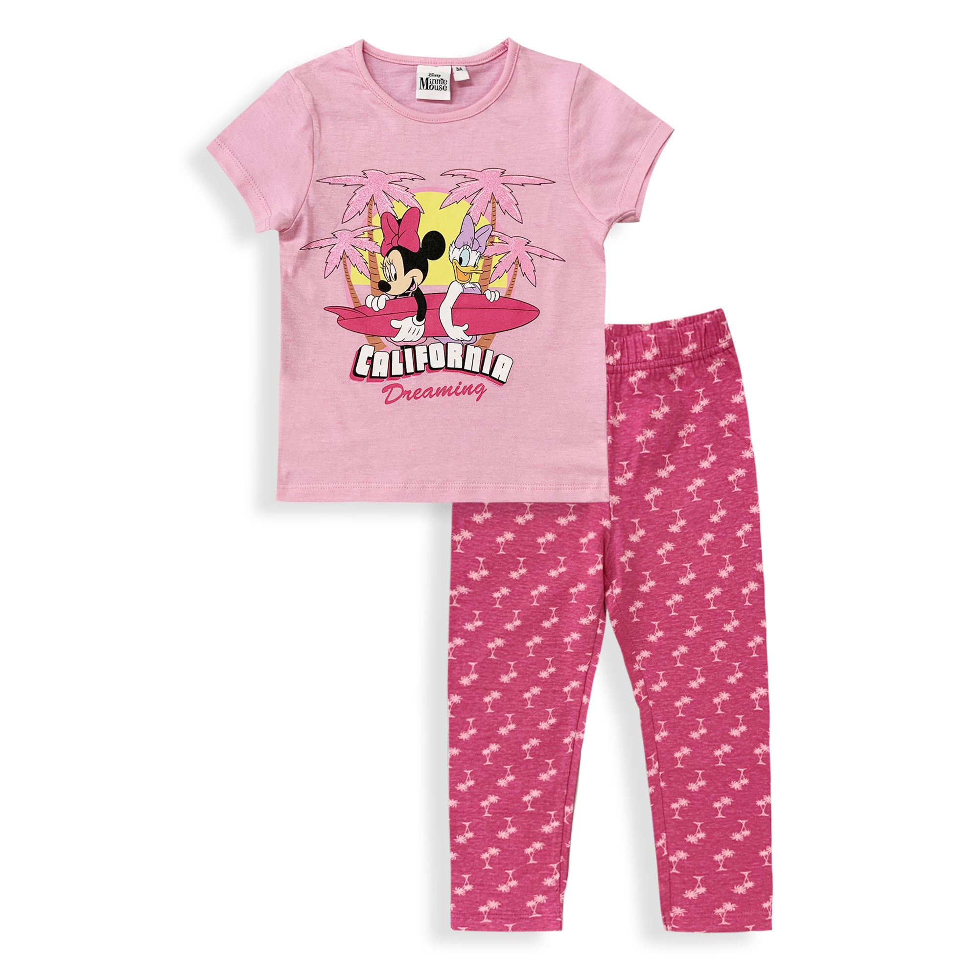 Disney Minnie Mouse girl pajamas with long cotton trousers with glitter 6033 Rose years
