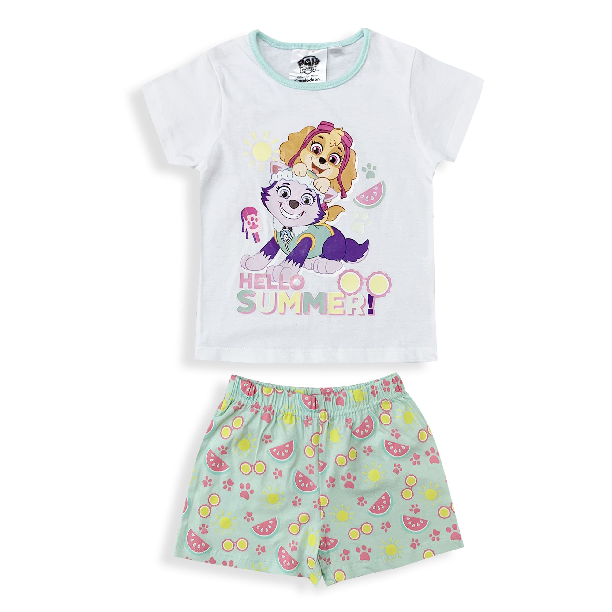 Pigiama bambina Paw Patrol t-shirt pantaloncino in cotone estivo 6035