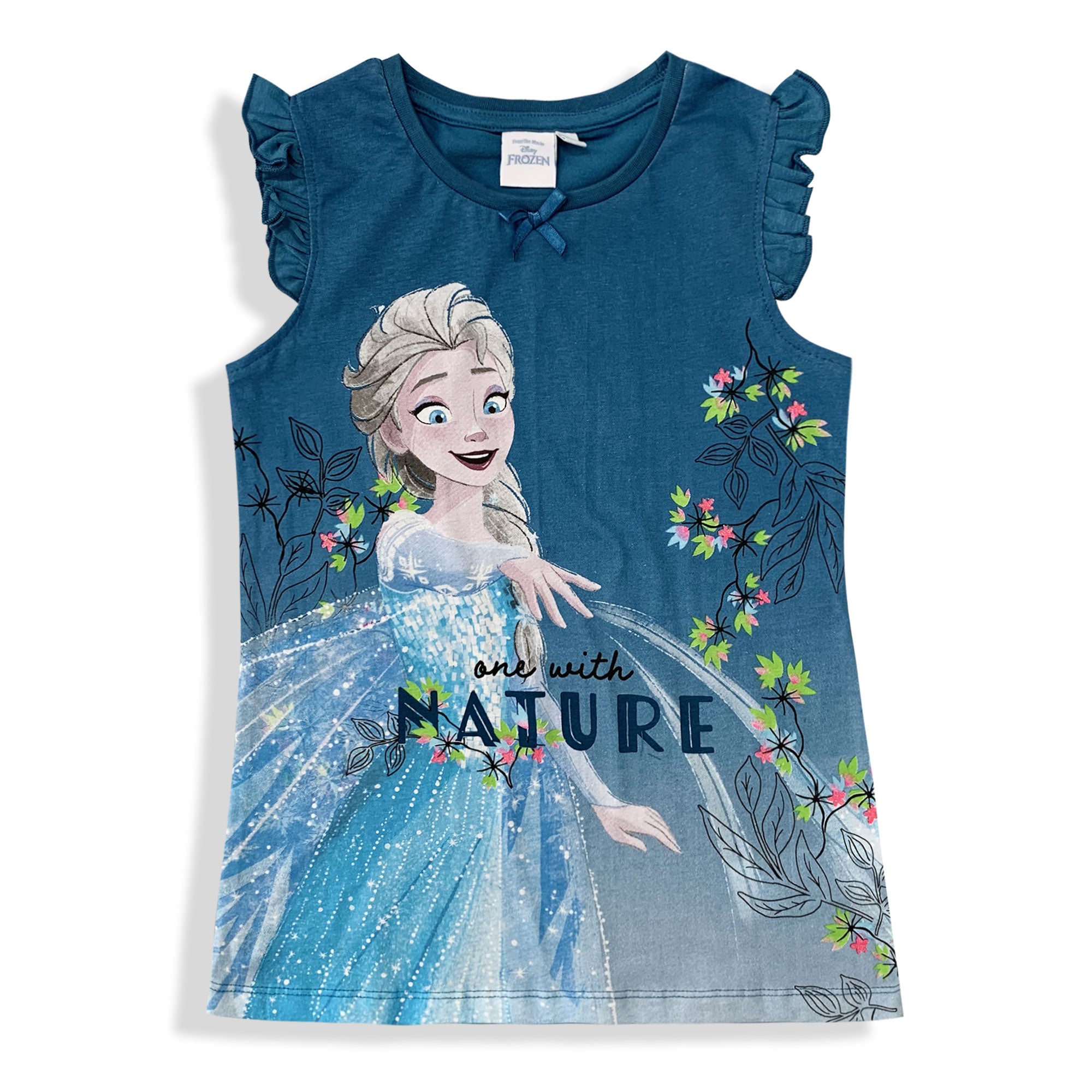 Camicia da notte bambina Disney Frozen Elsa canotta con rouches in cotone 6080