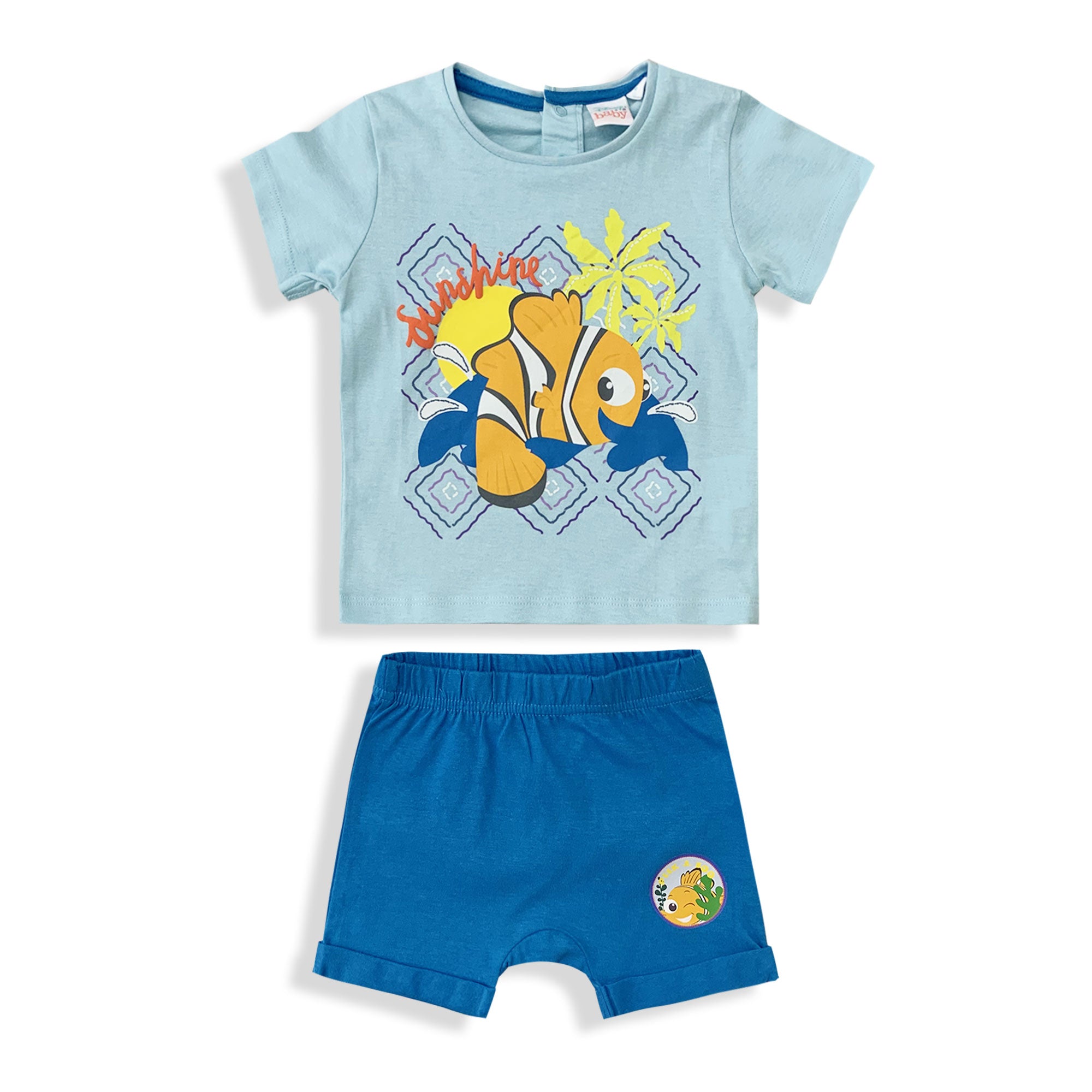 Completo neonato bimbo Disney Nemo t-shirt e pantaloncino in cotone estivo 6082