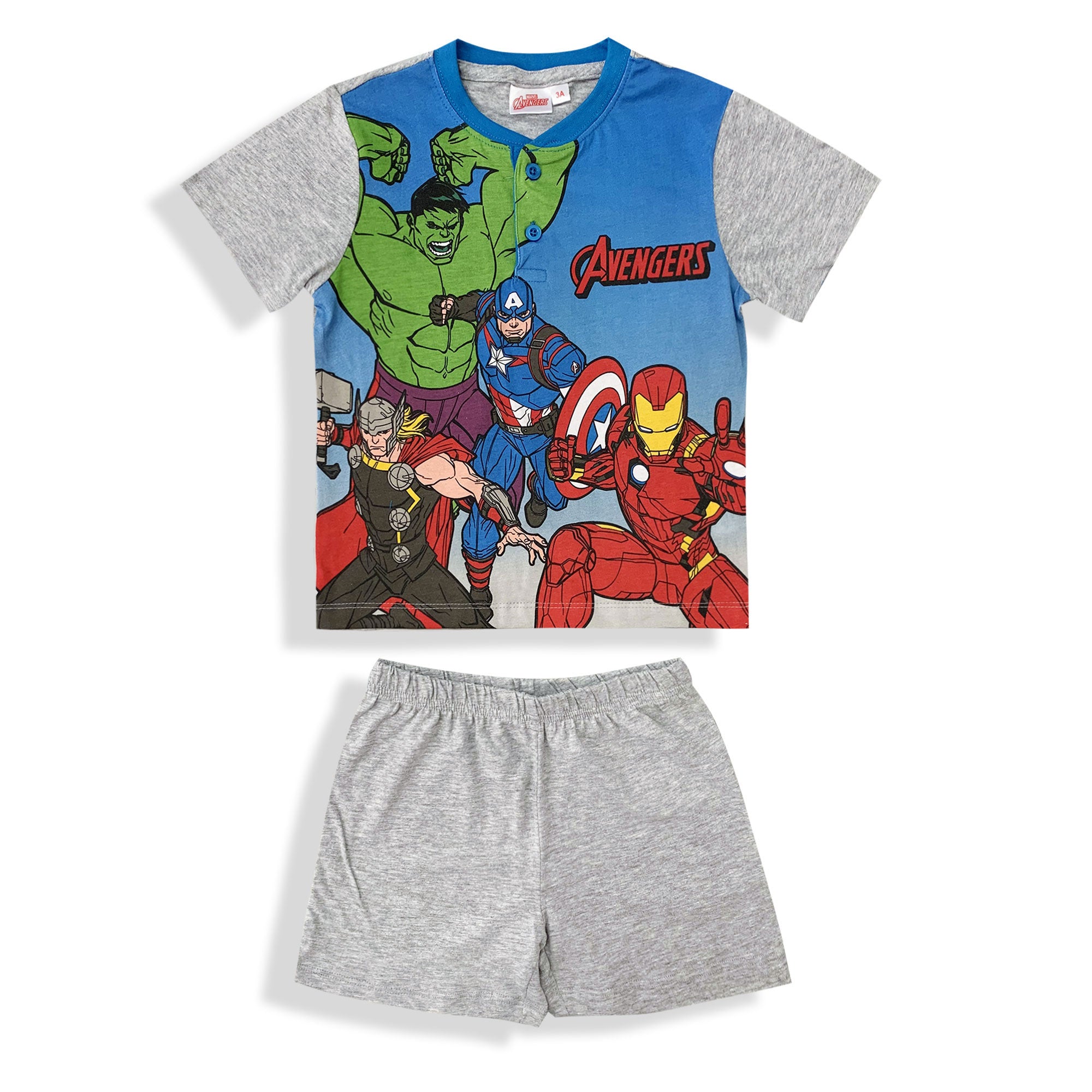 Pigiama bambino Marvel Avengers maglia e pantalone corto estivo in cotone 6090