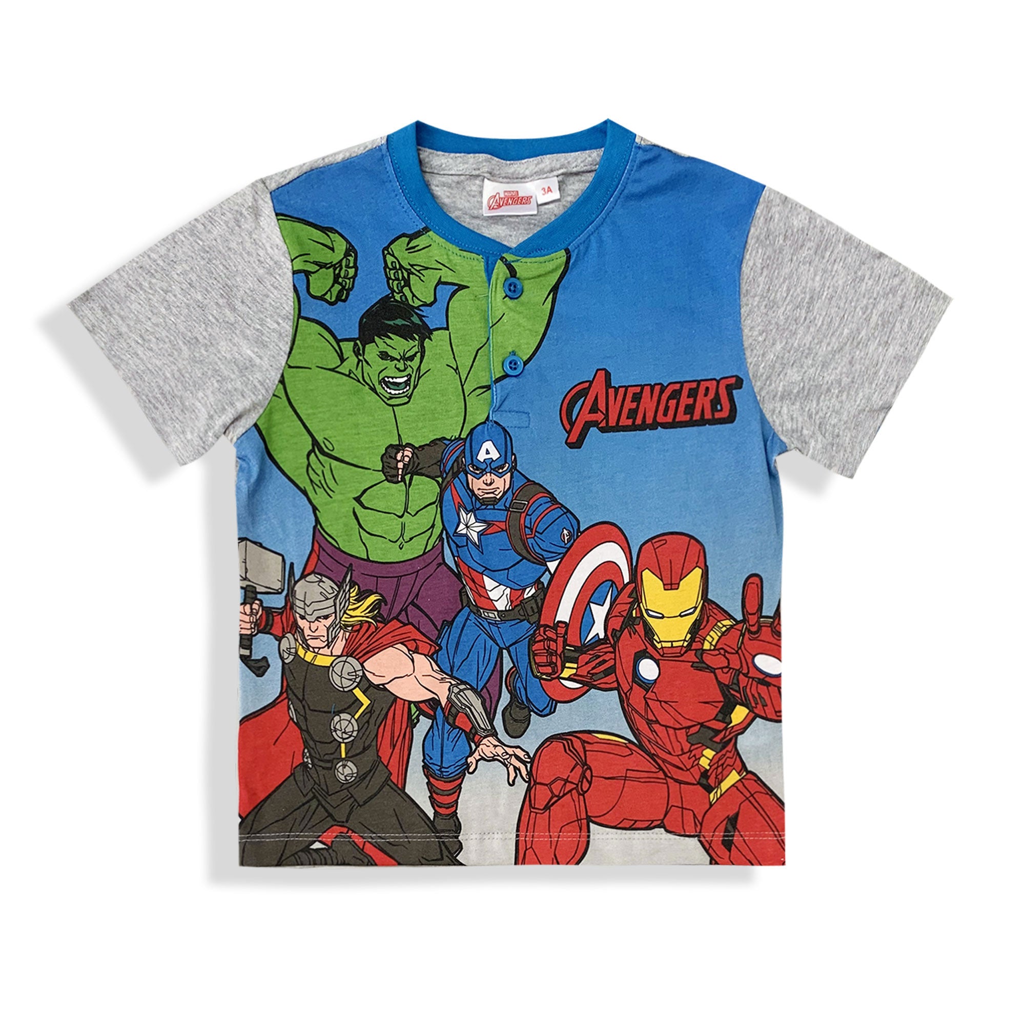 Pigiama bambino Marvel Avengers maglia e pantalone corto estivo in cotone 6090