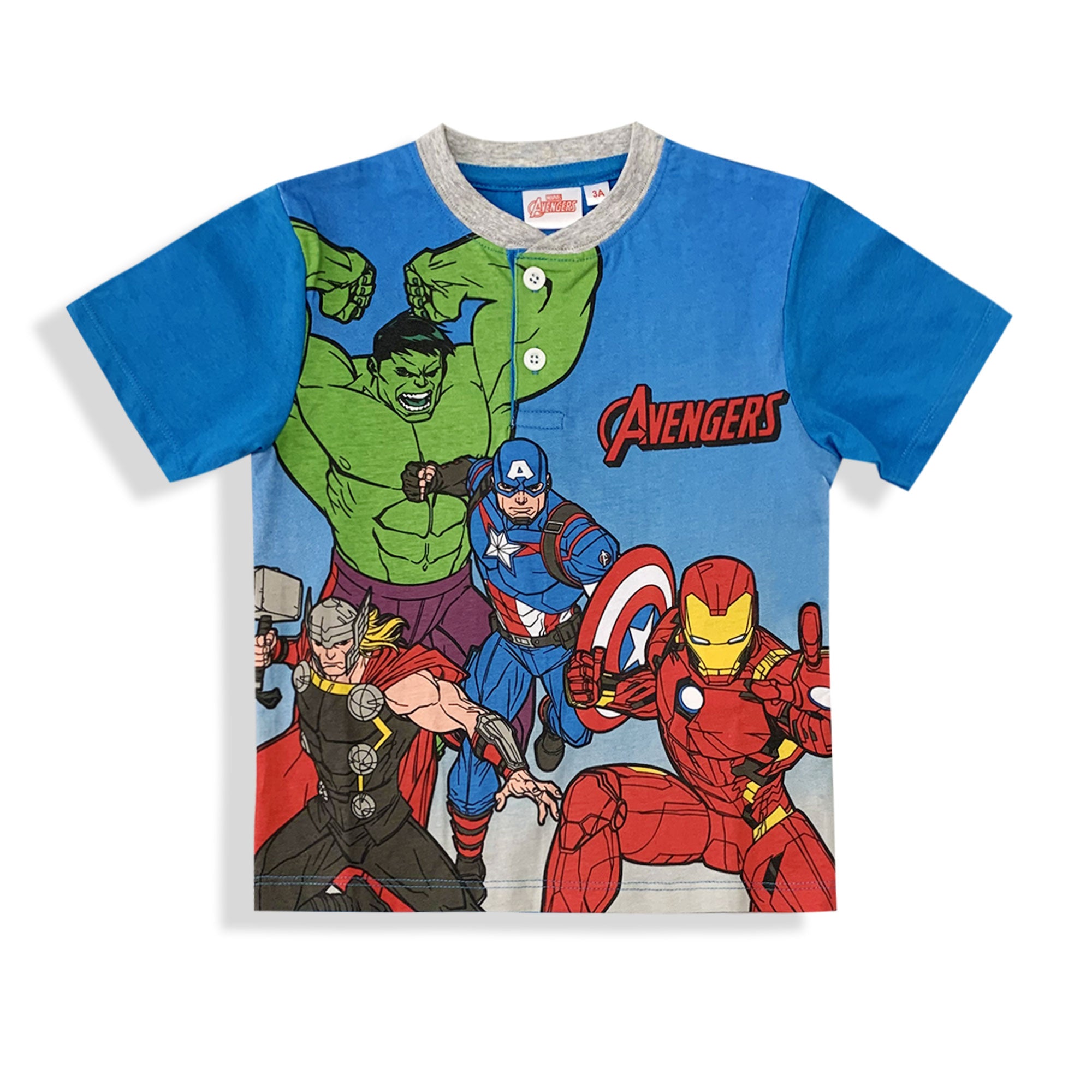 Pigiama bambino Marvel Avengers maglia e pantalone corto estivo in cotone 6090