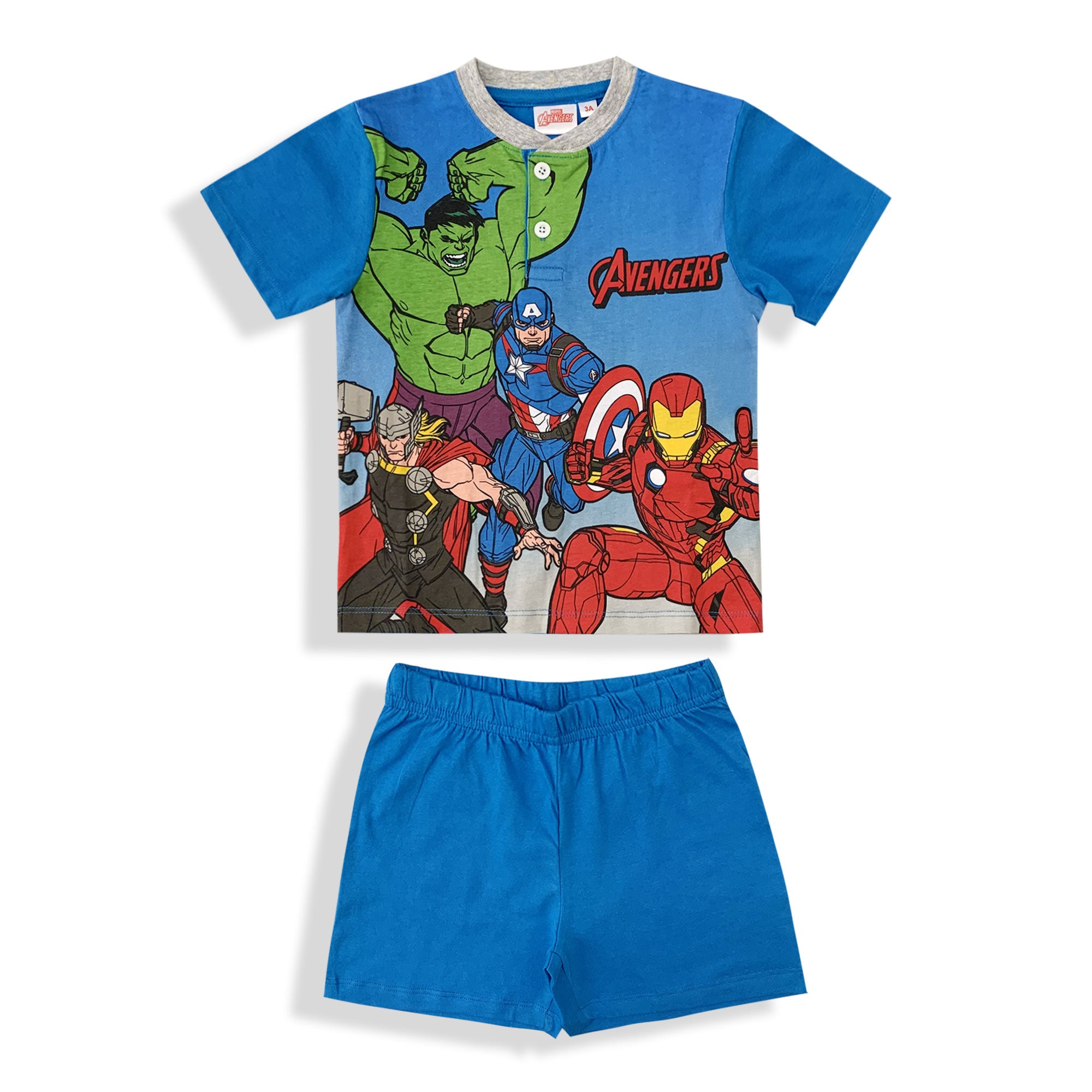 Pigiama bambino Marvel Avengers maglia e pantalone corto estivo in cotone 6090