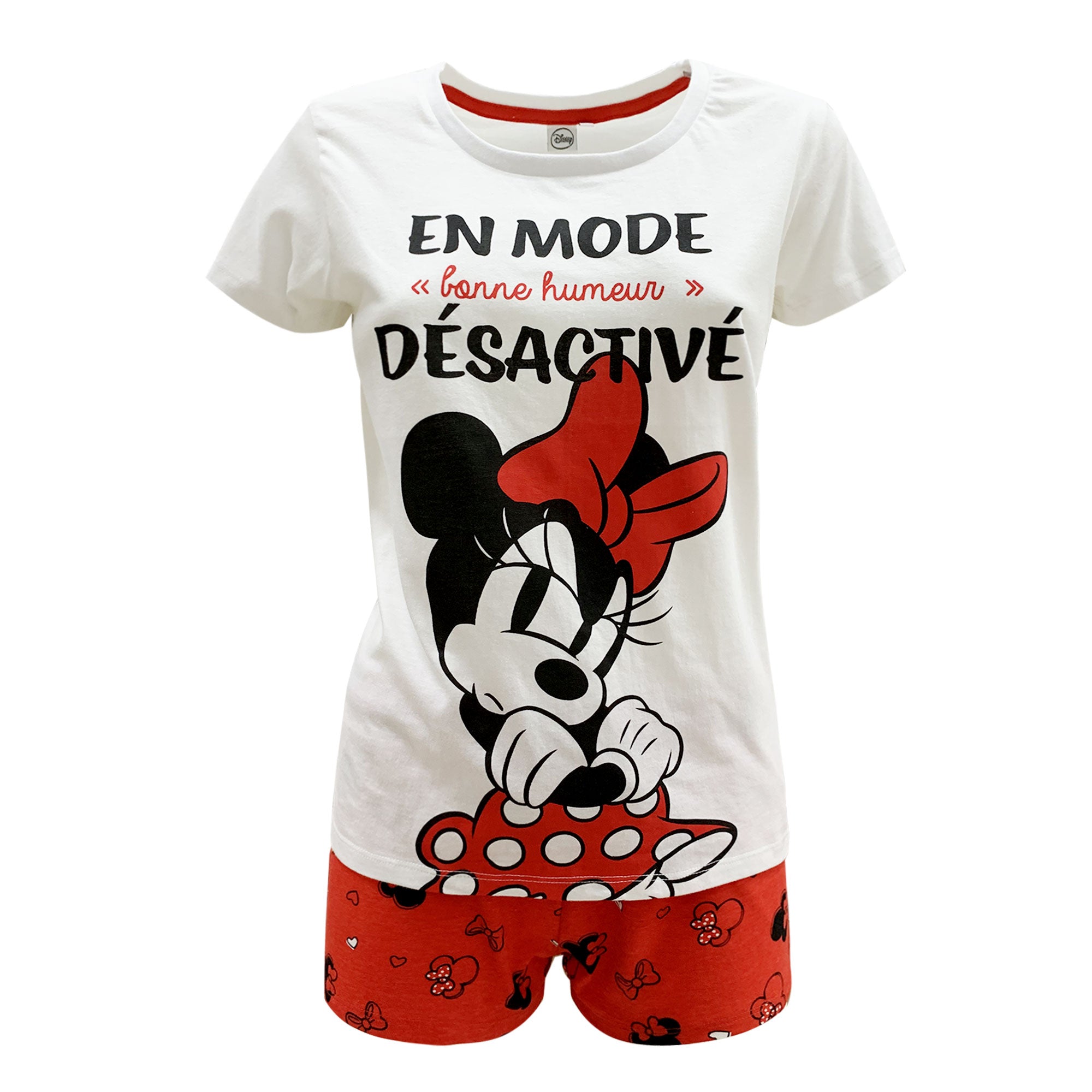 Pigiama corto donna Disney Minnie Mouse t-shirt e short in cotone estivo 6092