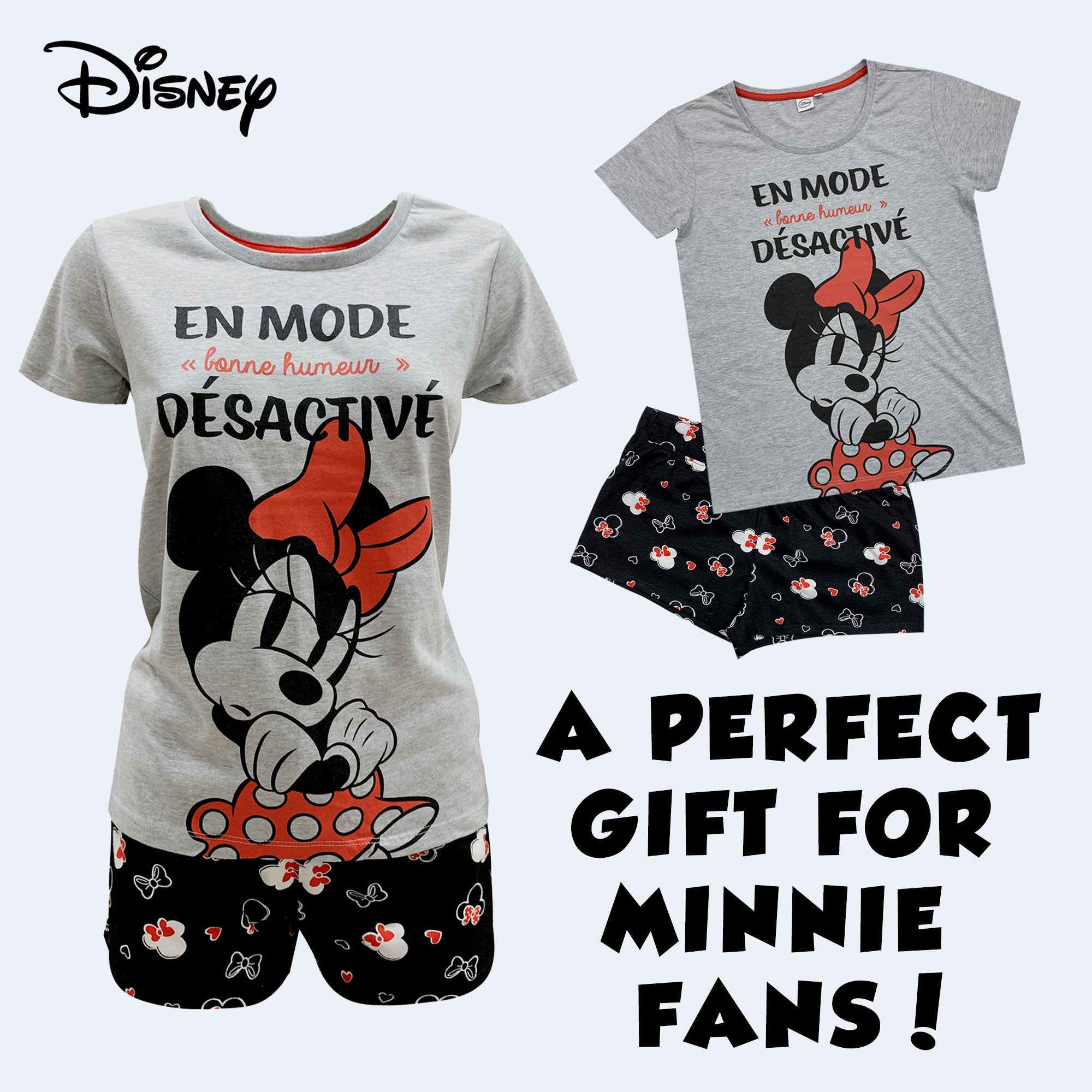 Pigiama corto donna Disney Minnie Mouse t-shirt e short in cotone estivo 6092