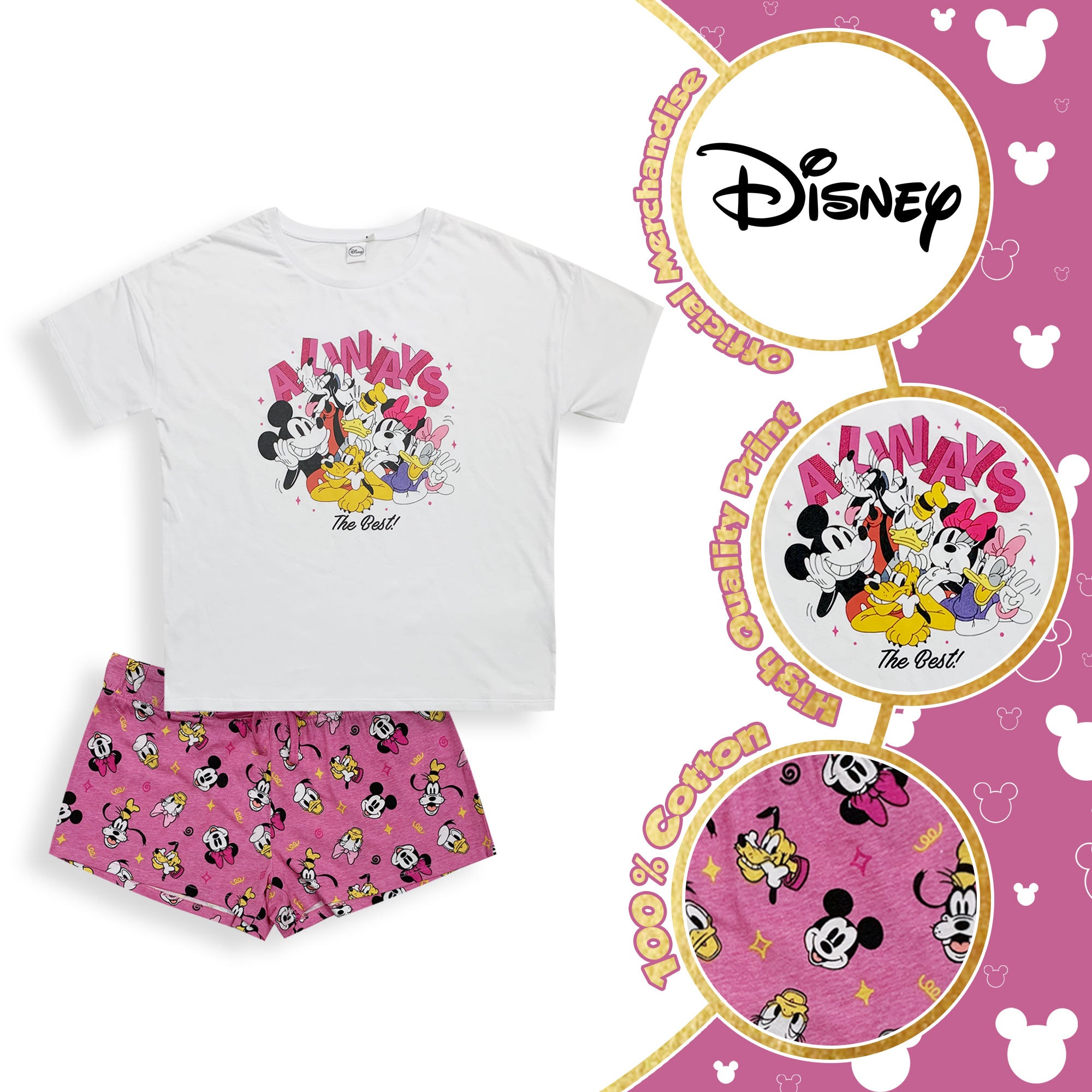 Pigiama corto donna Disney Mickey Mouse t-shirt e short in cotone estivo 6093