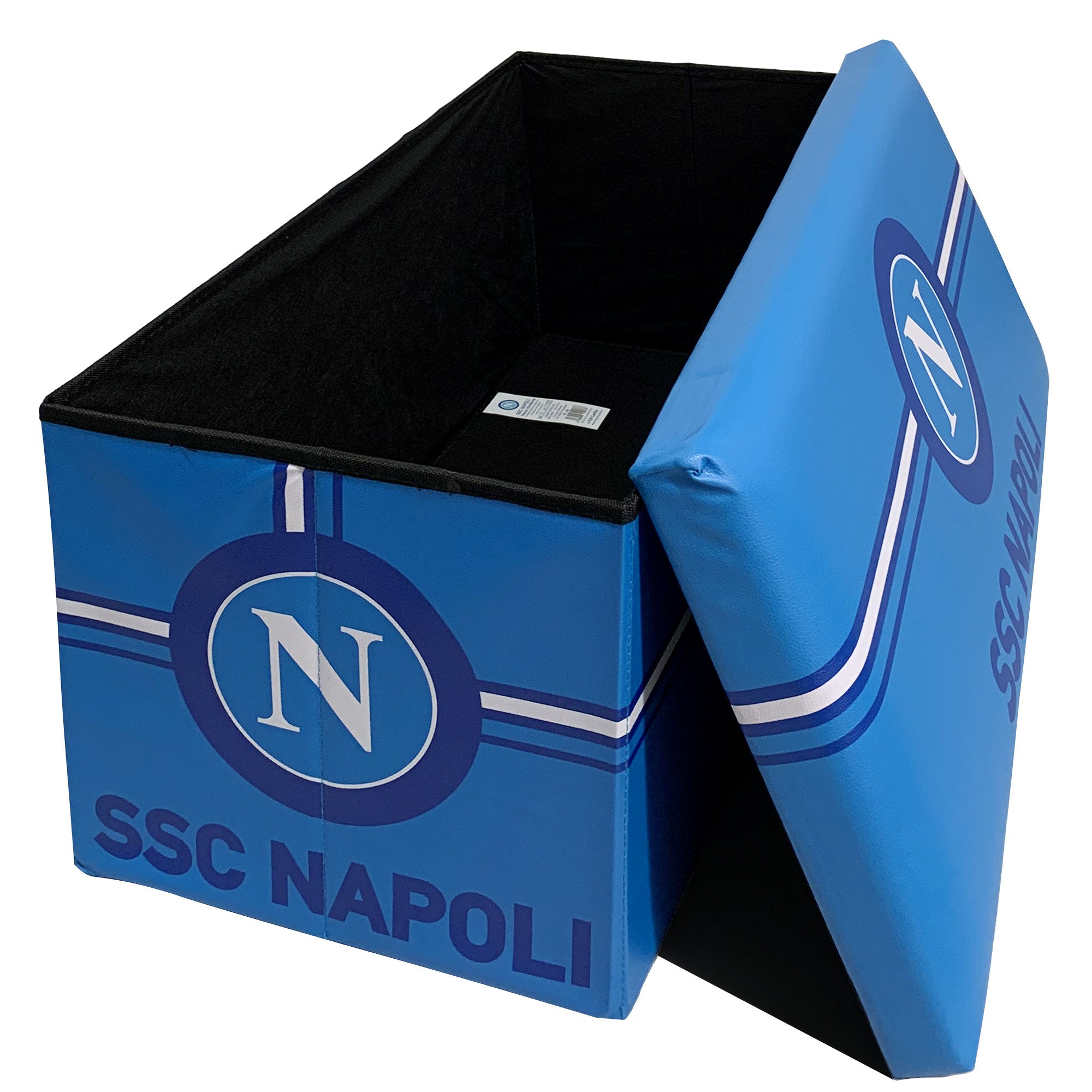 Panca Contenitore SSC Napoli Pouf Baule Poggiapiedi in ecopelle 76x38x38cm 6128