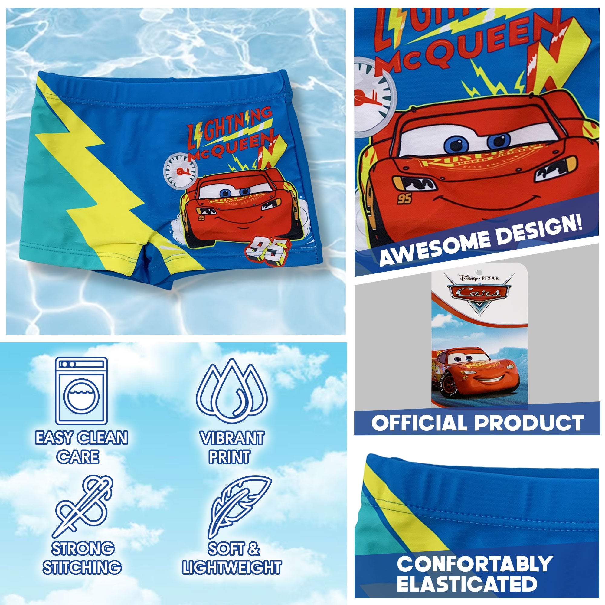 Costume da bagno per bambino Disney Cars Saetta McQueen boxer mare bimbo 6139