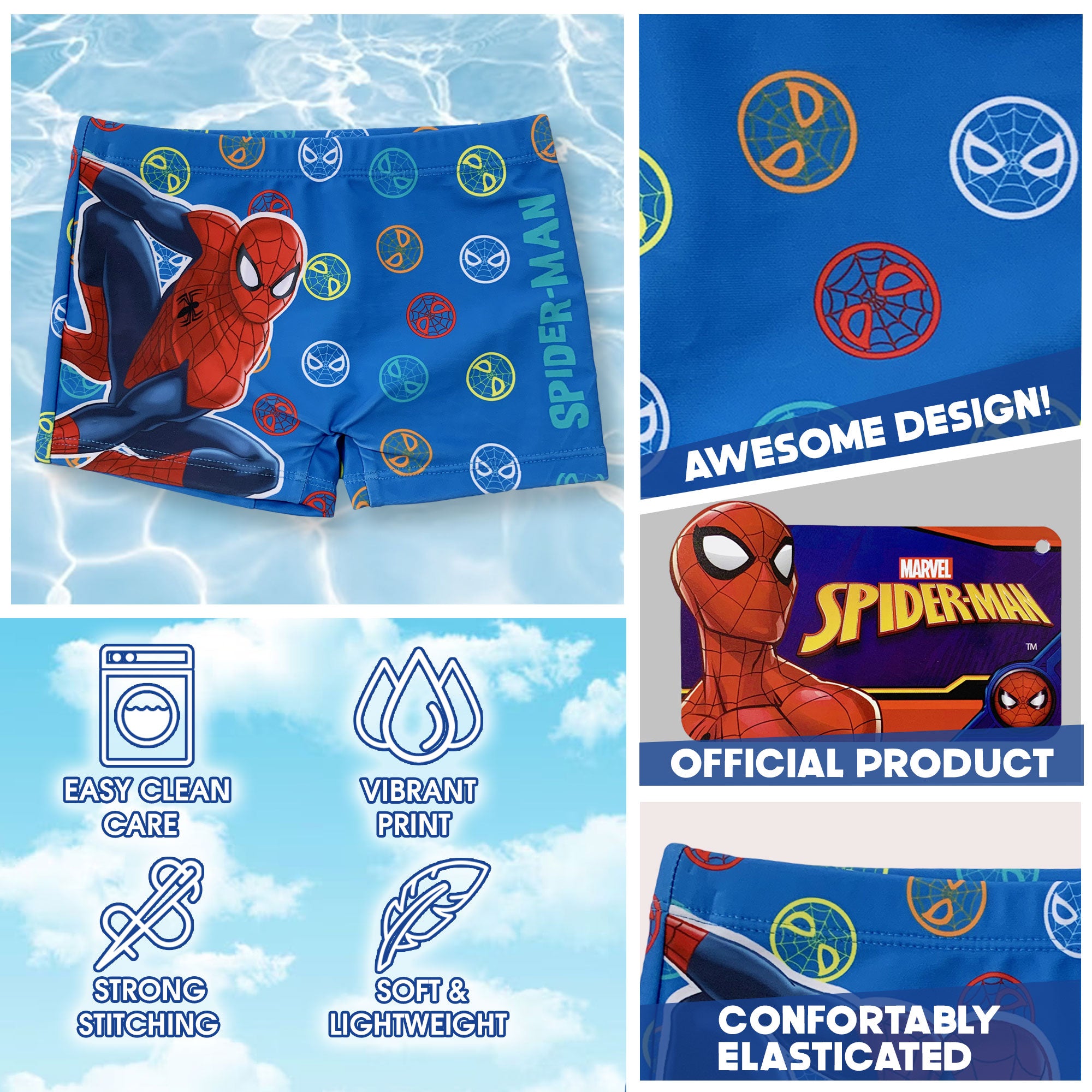 Costume da bagno per bambino Marvel Spiderman pantaloncino boxer mare bimbo 6140