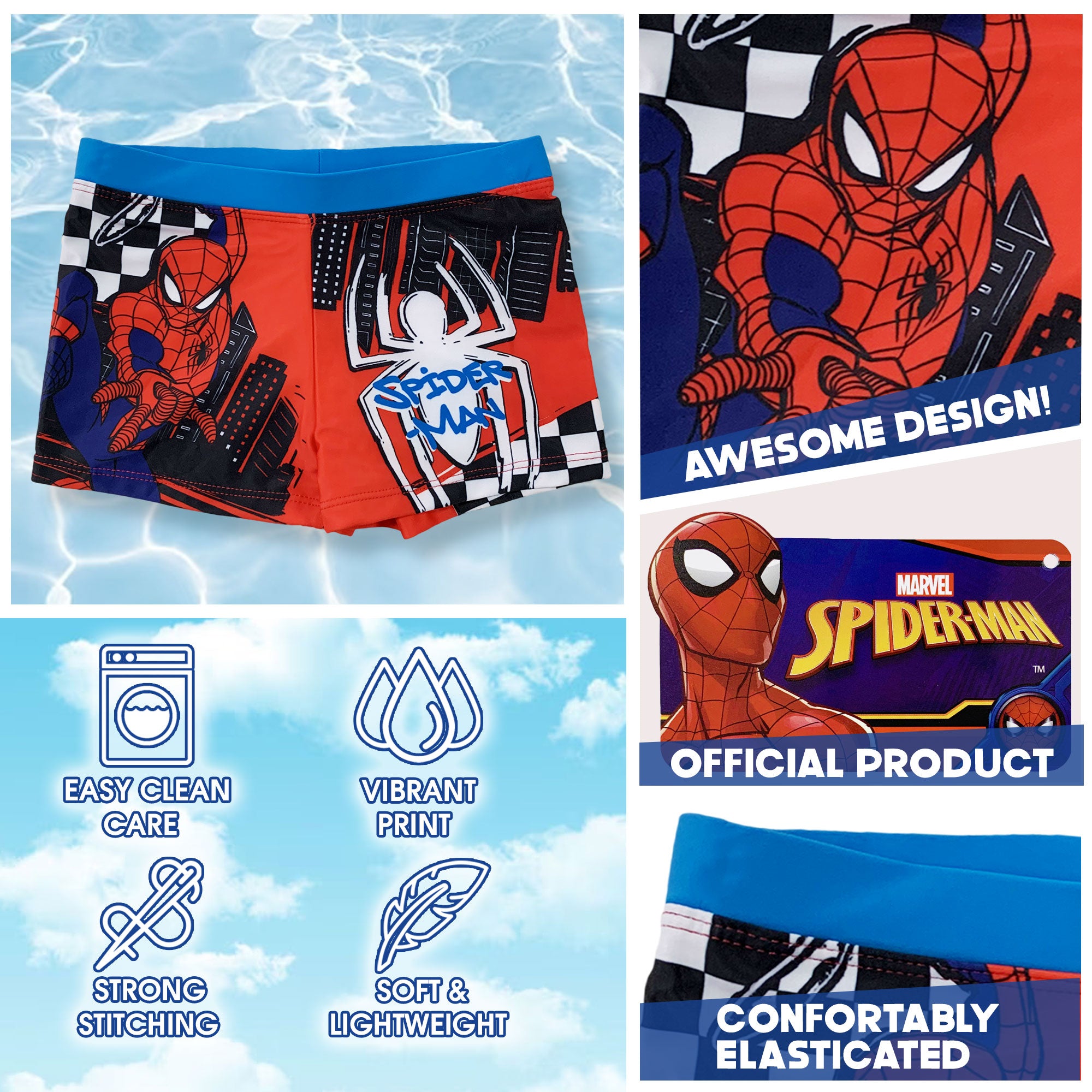 Marvel Spiderman boxer swimsuit for boys - Main Image