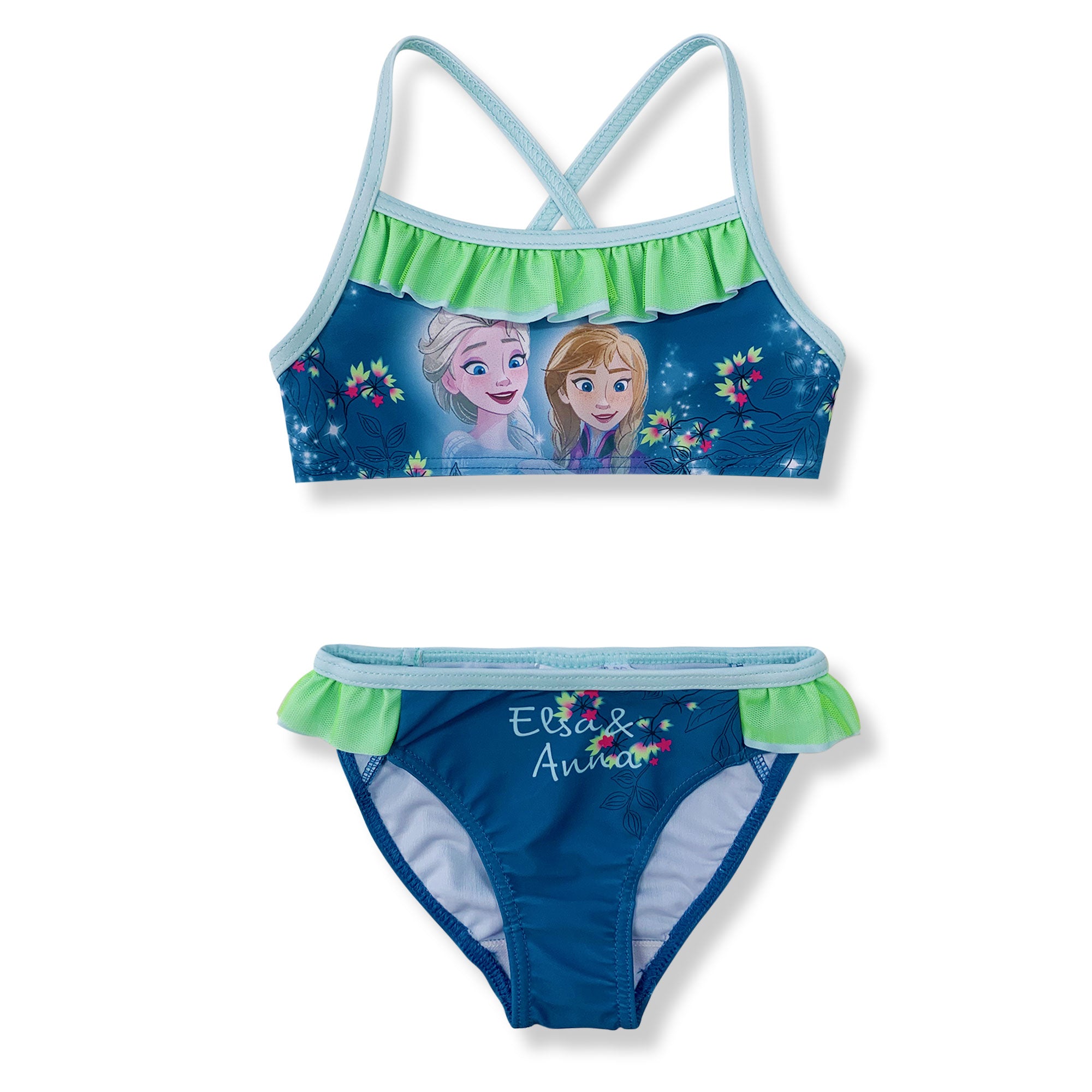 Costume da bagno bambina Disney Frozen Elsa e Anna due pezzi bikini mare 6155
