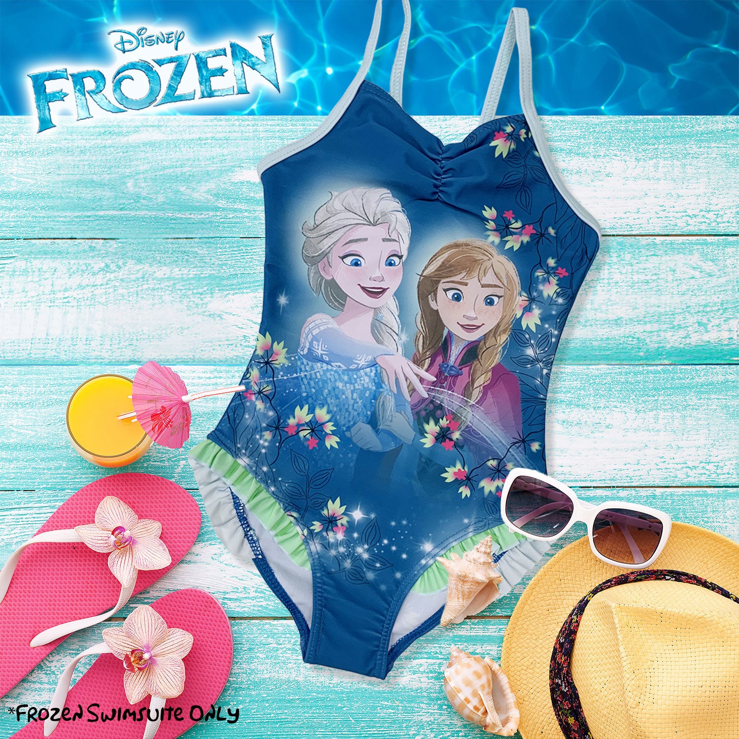 Costume da bagno bambina Disney Frozen Elsa e Anna un pezzo