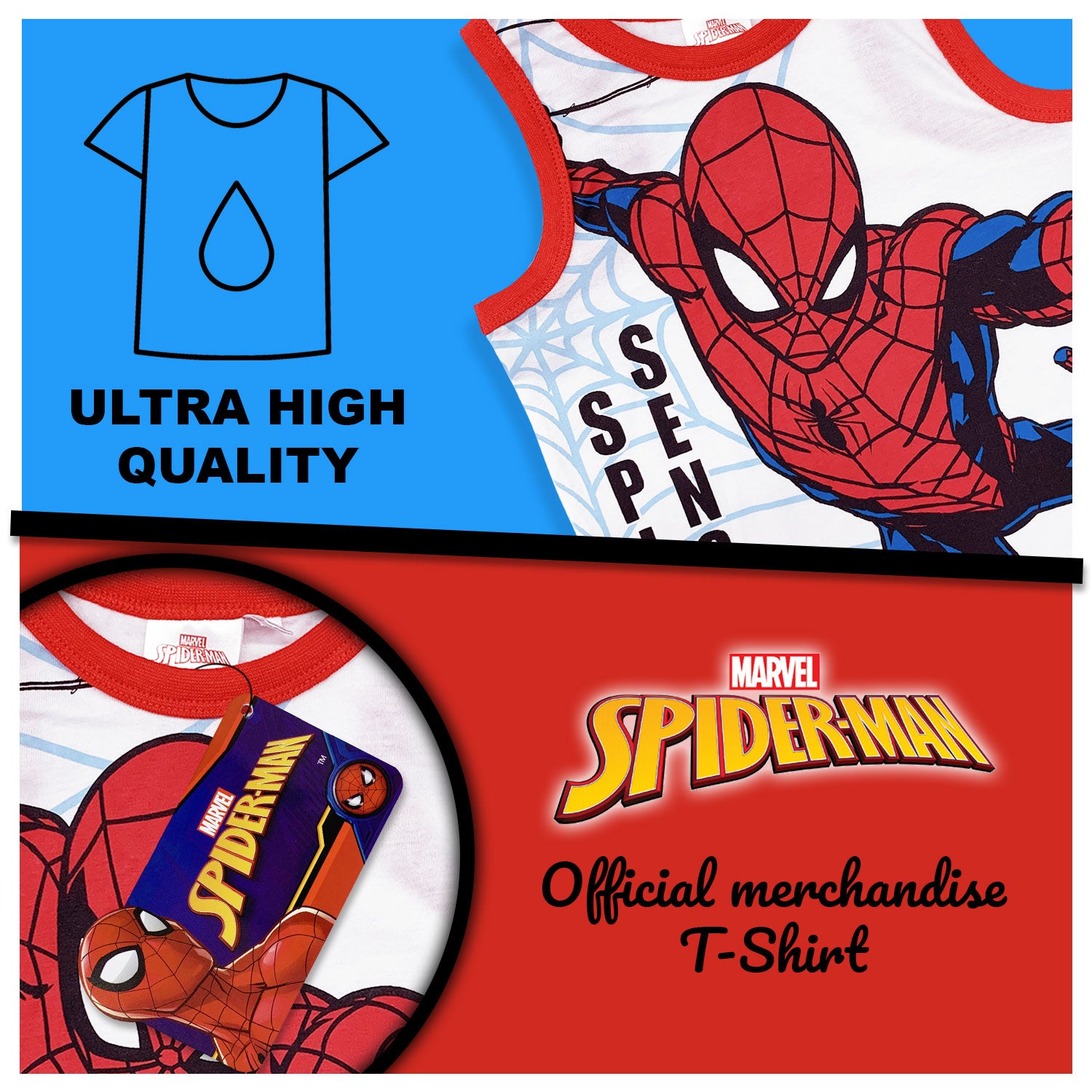 Canotta Marvel Spiderman Maglia bambino in cotone estivo Spider Man 6159