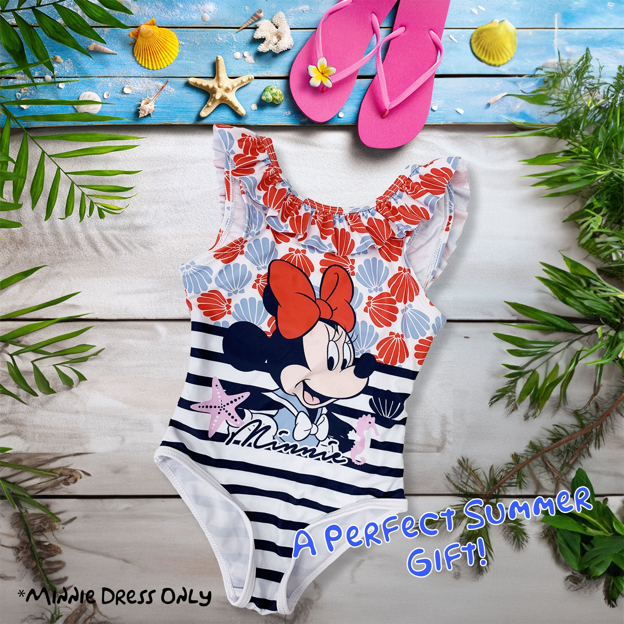 Costume da bagno bambina Disney Minnie Mouse un pezzo costume mare intero 6161