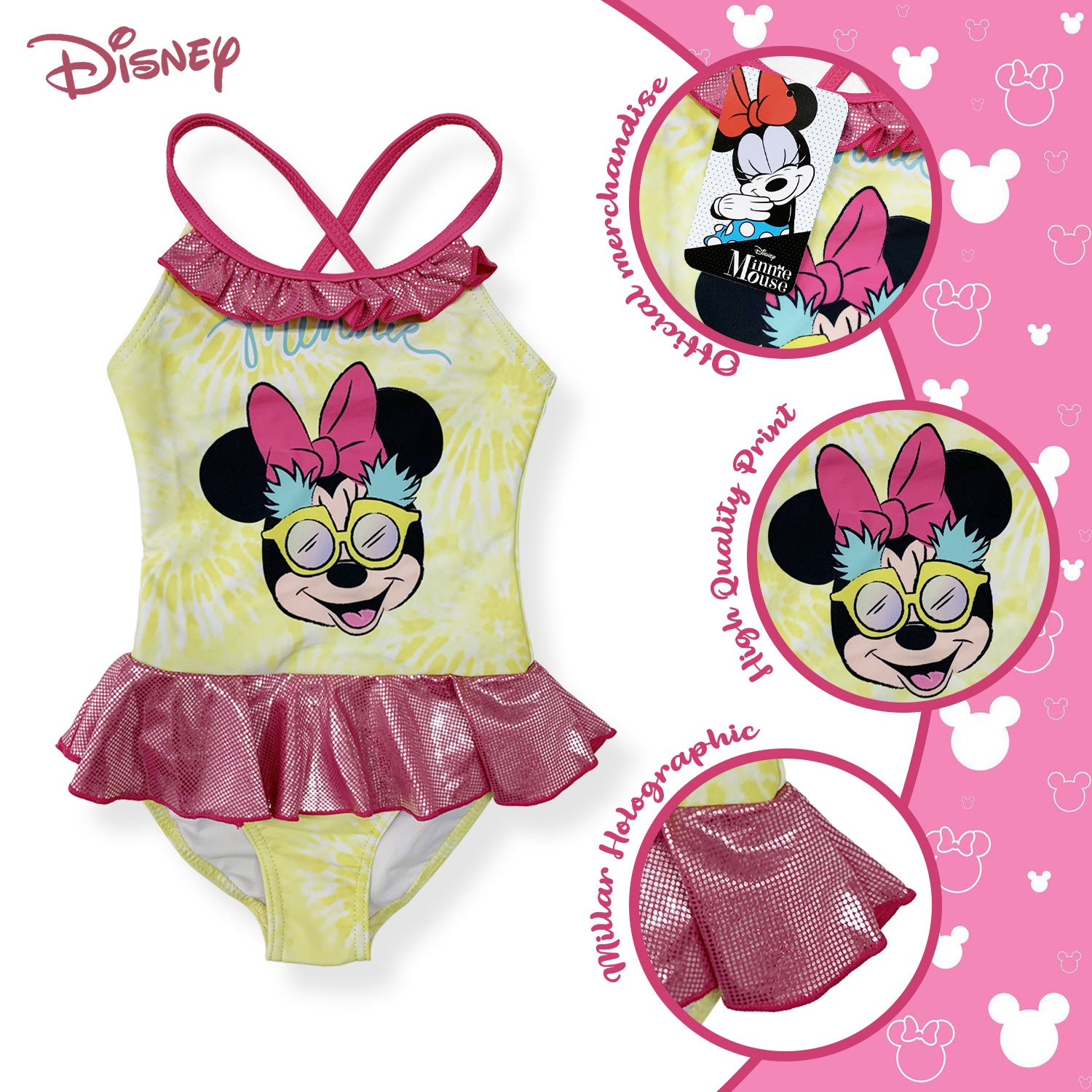 Costume da bagno bambina Disney Minnie Mouse un pezzo costume mare intero 6162