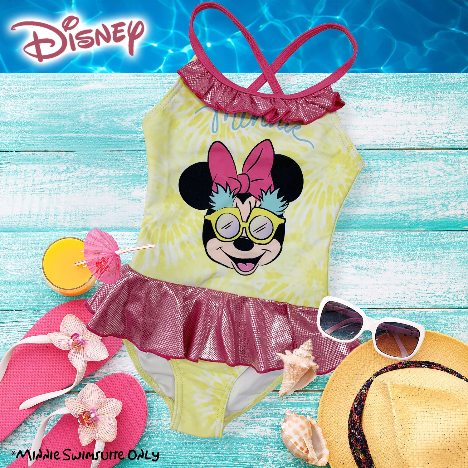 Costume da bagno bambina Disney Minnie Mouse un pezzo costume mare intero 6162
