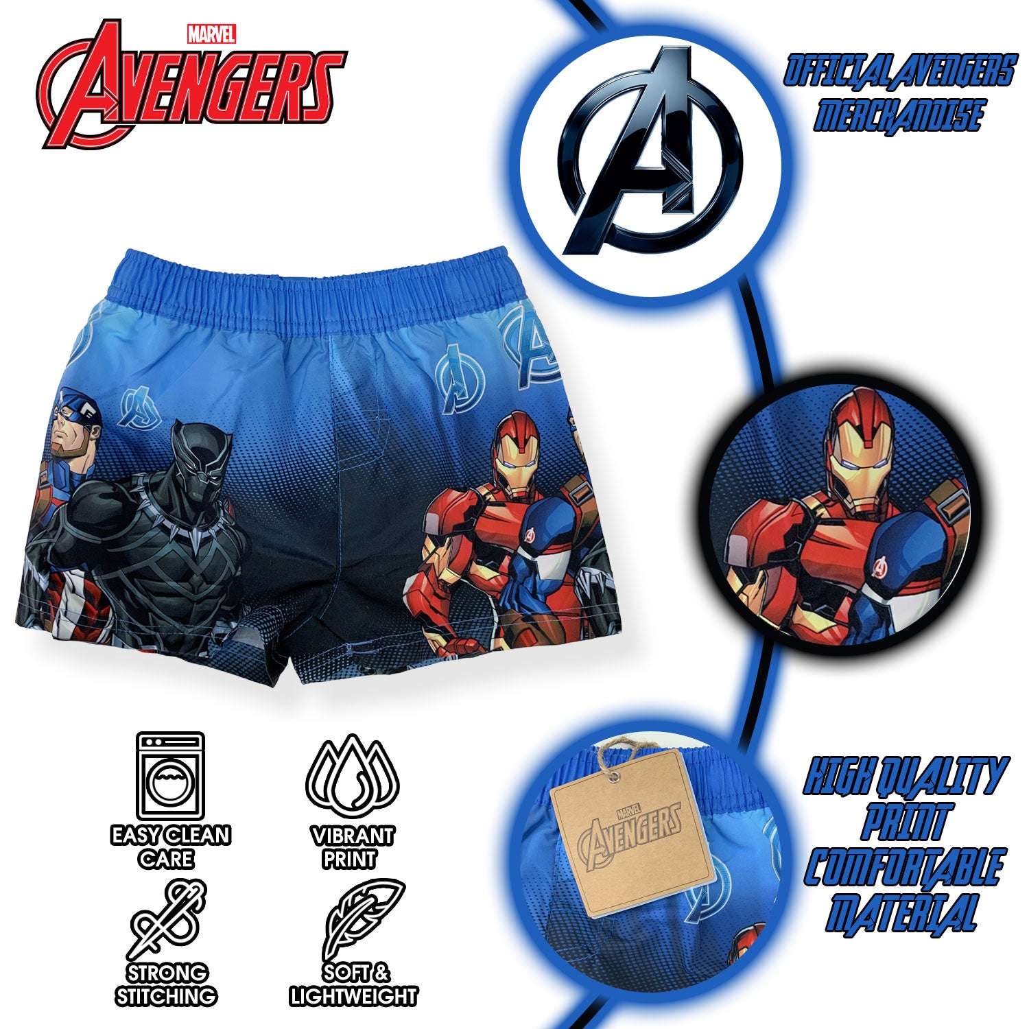 Costume da bagno per bambino Marvel Avengers pantaloncino mare piscina 6164