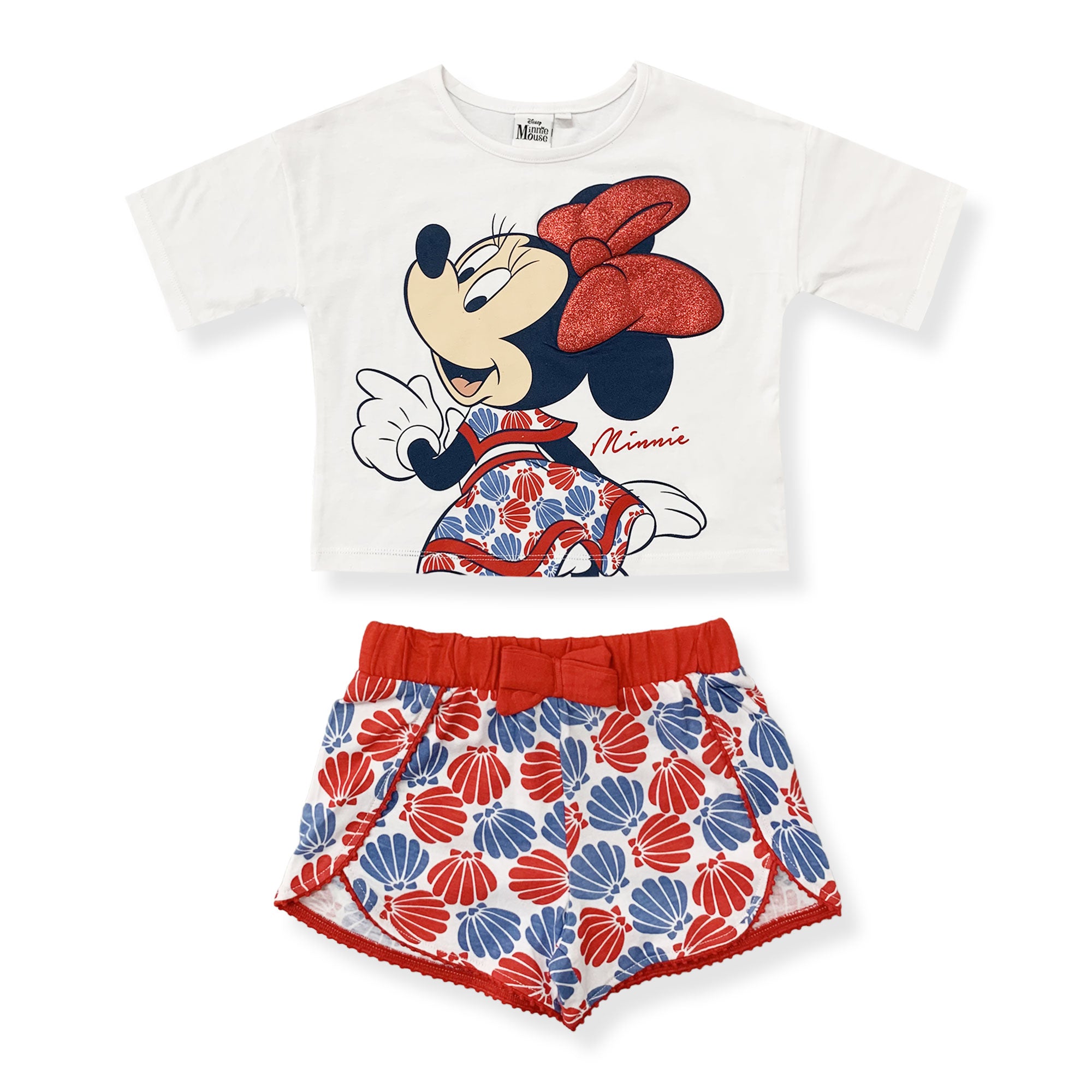 Completo bambina Disney Minnie Mouse estivo t-shirt e pantaloncino cotone 6166