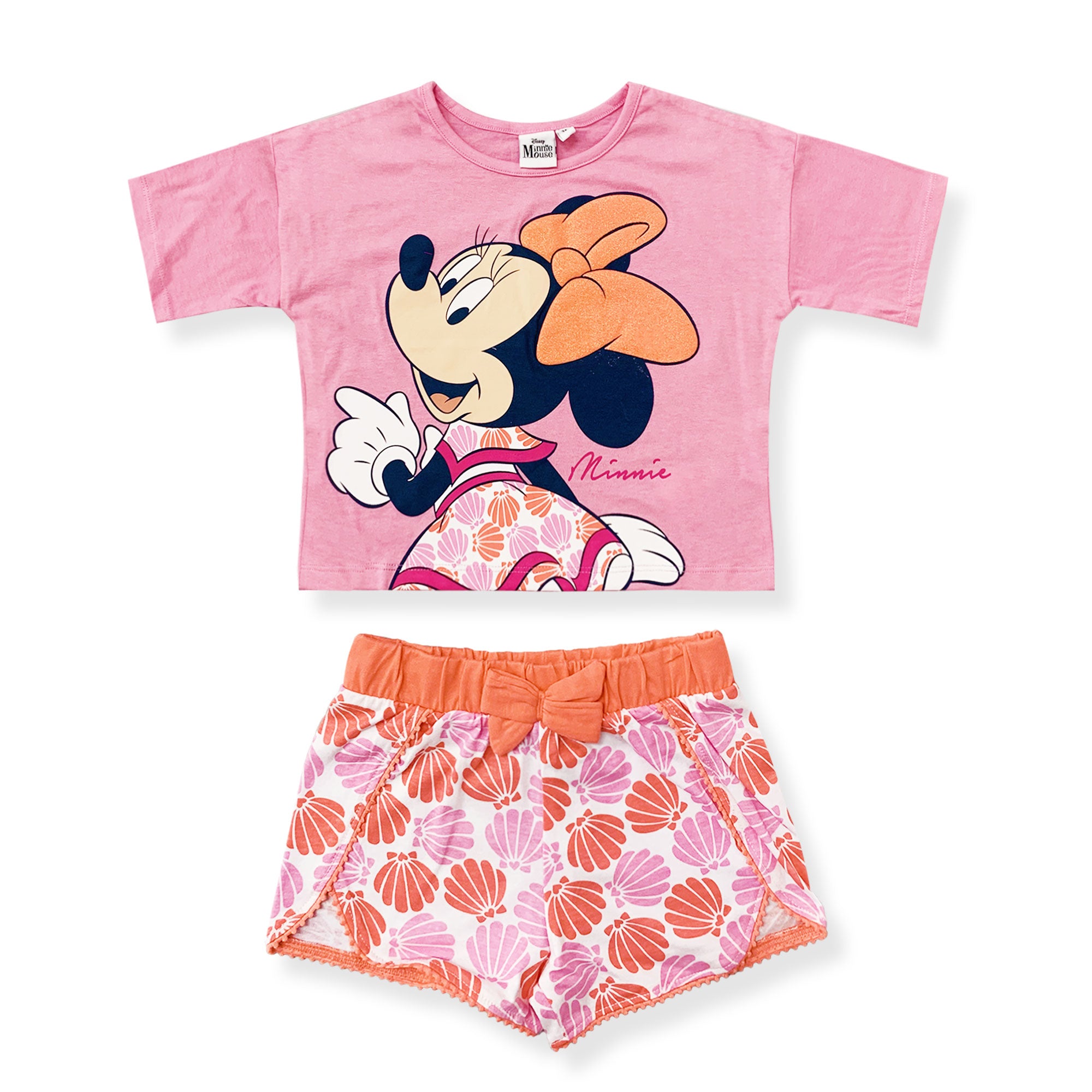 Completo bambina Disney Minnie Mouse estivo t-shirt e pantaloncino cotone 6166