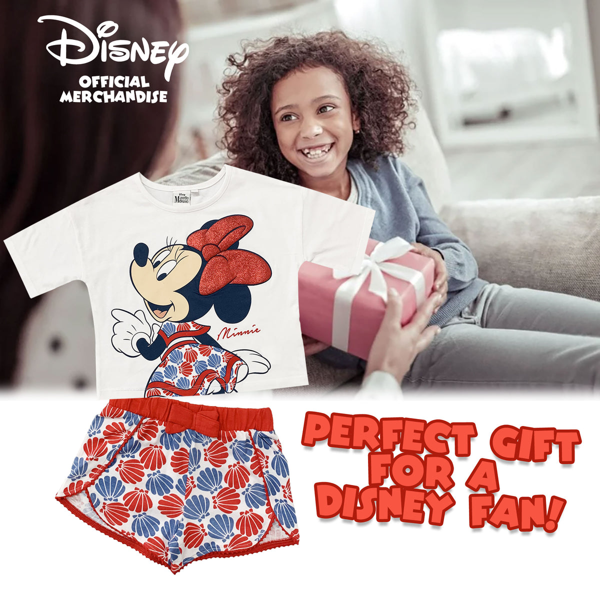 Completo bambina Disney Minnie Mouse estivo t-shirt e pantaloncino cotone 6166