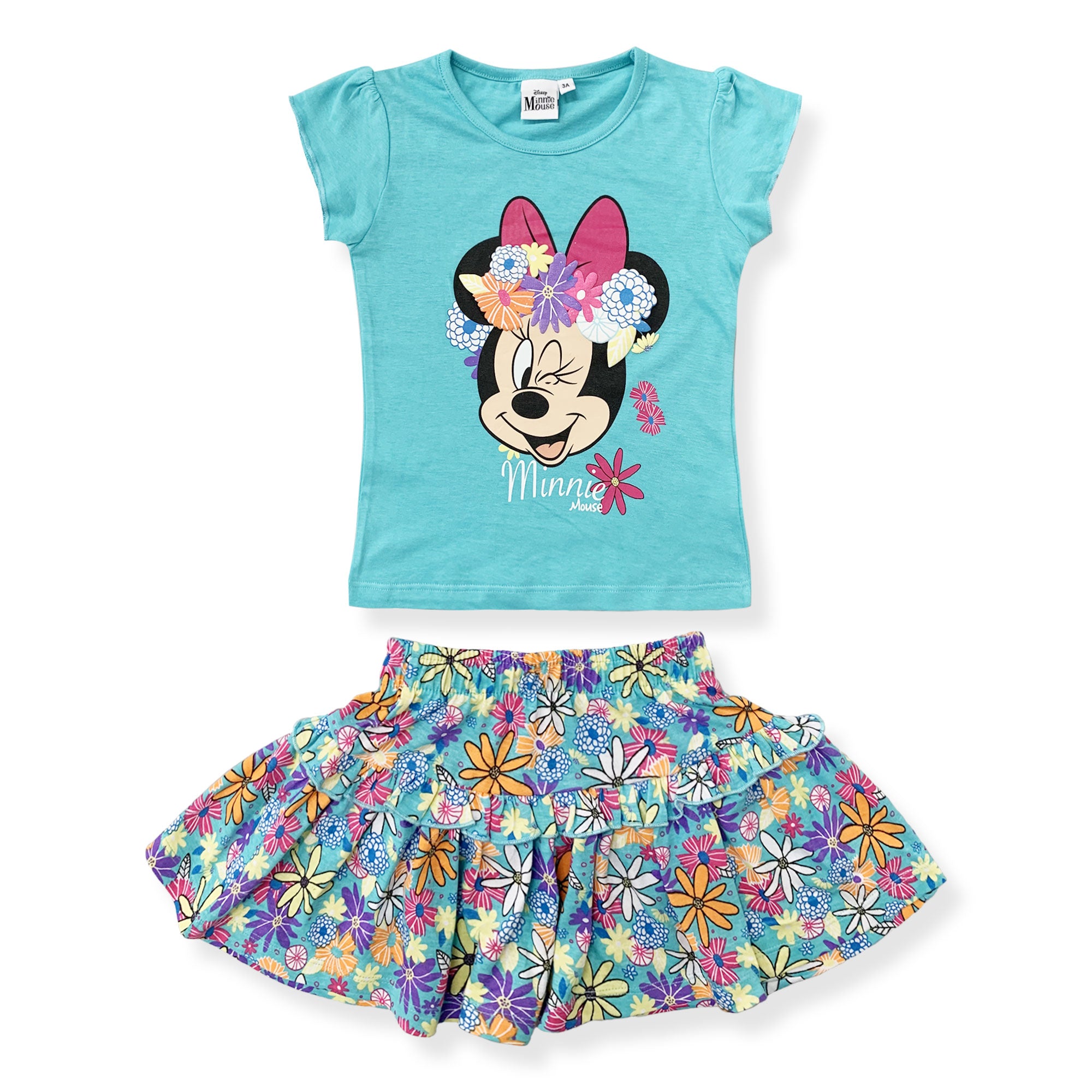 Completo bambina Disney Minnie Mouse estivo t-shirt e gonna in cotone 6167