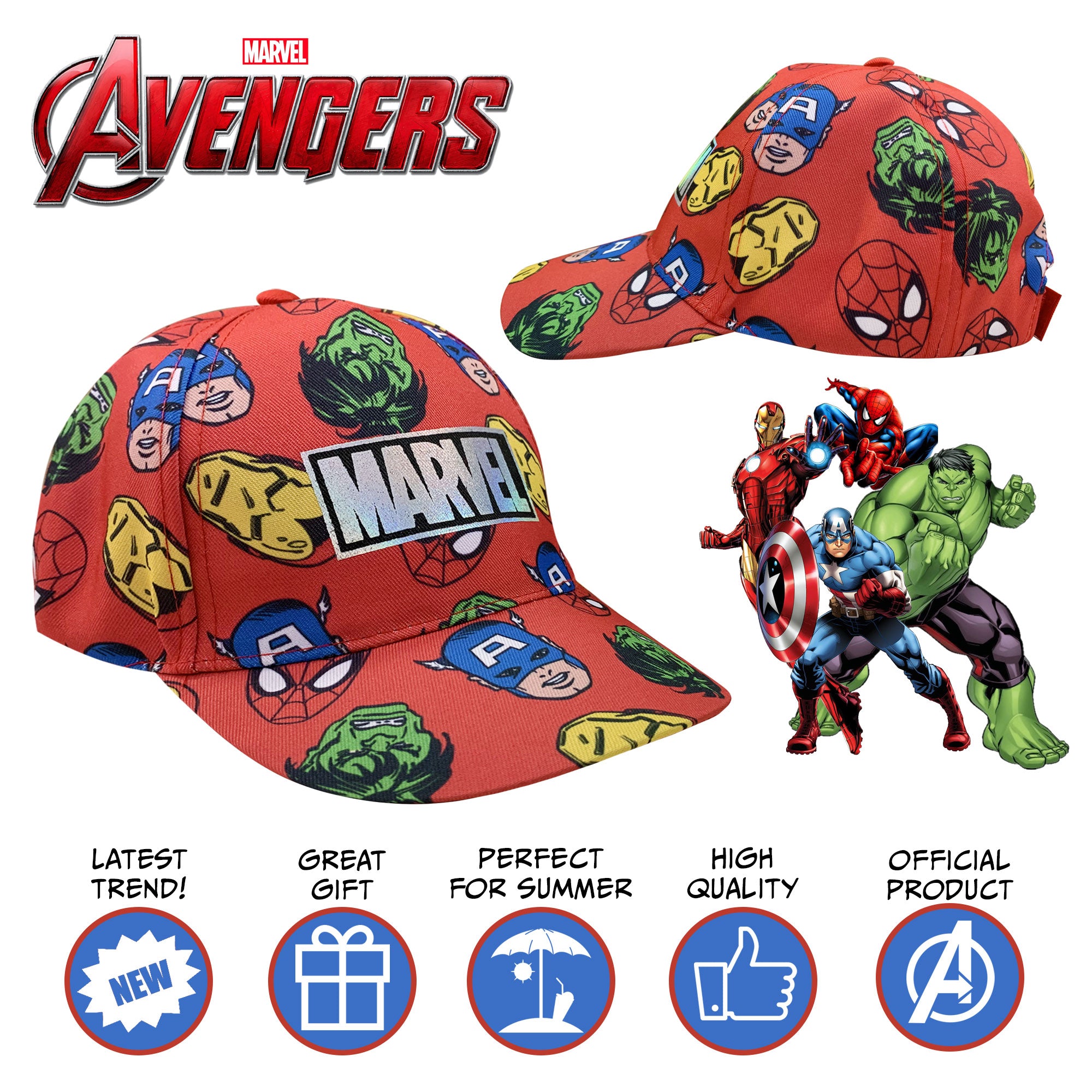 Cappellino per bambino ufficiale Marvel Avengers berretto con visiera 6169