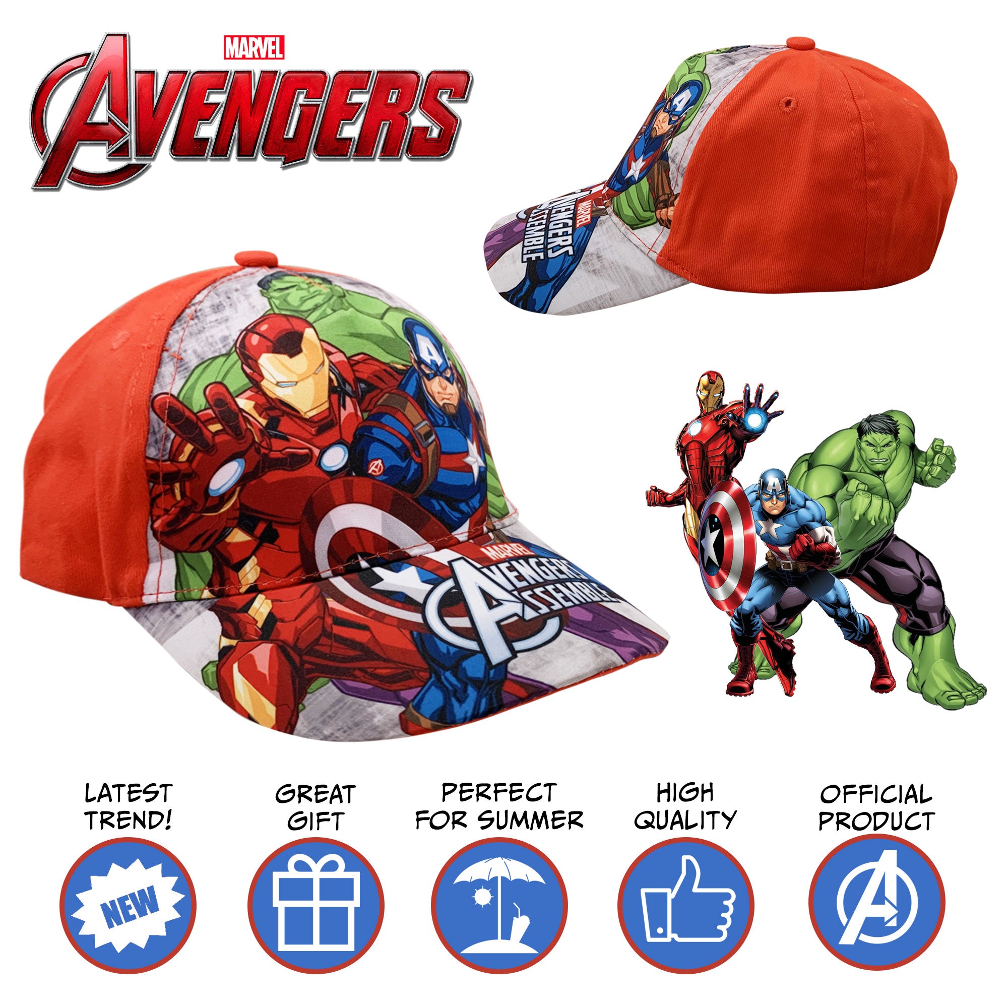 Cappellino per bambino ufficiale Marvel Avengers berretto con visiera 6170