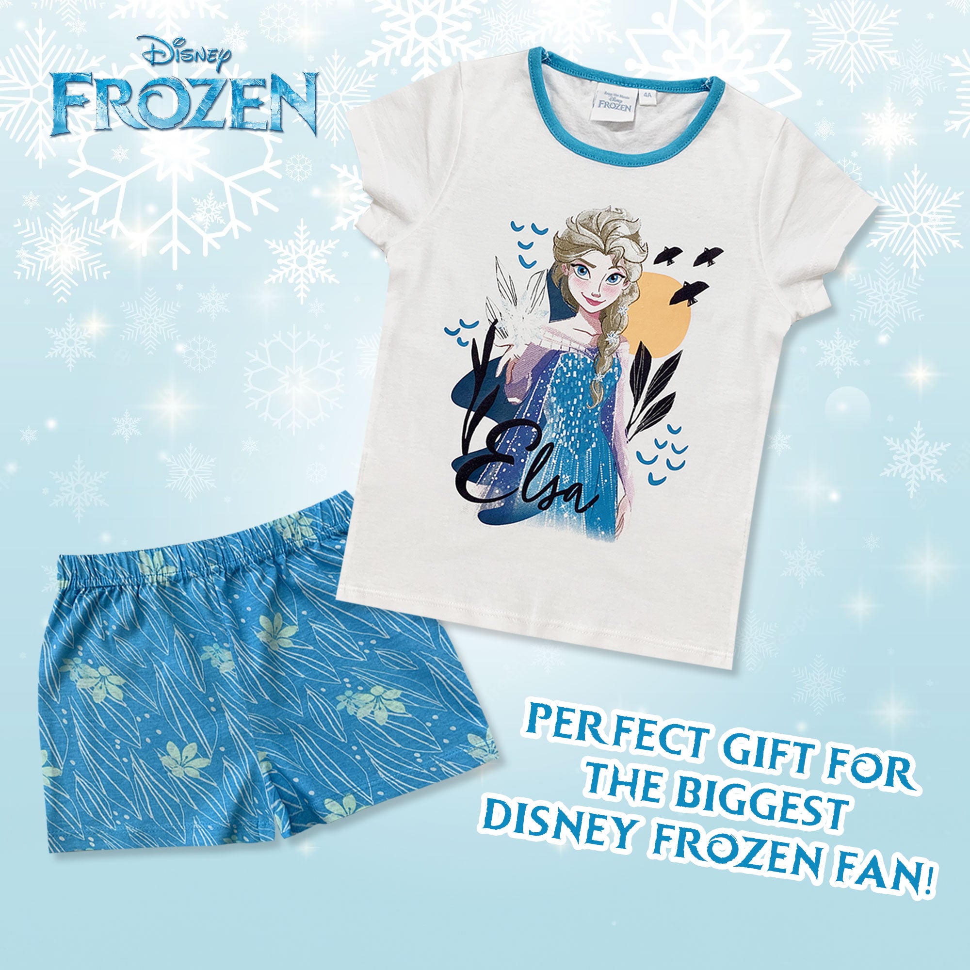 Pigiama bambina Disney Frozen maglia e pantalone corto estivo in cotone 6180