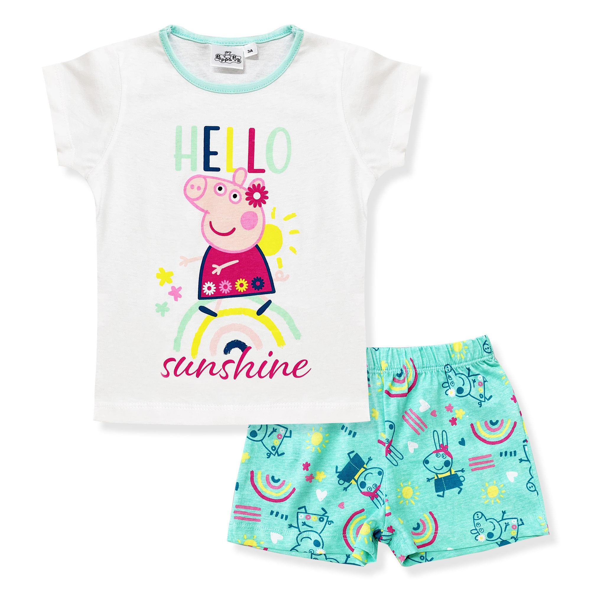 Pigiama bambina Peppa Pig maglia e pantalone corto estivo in cotone 6181