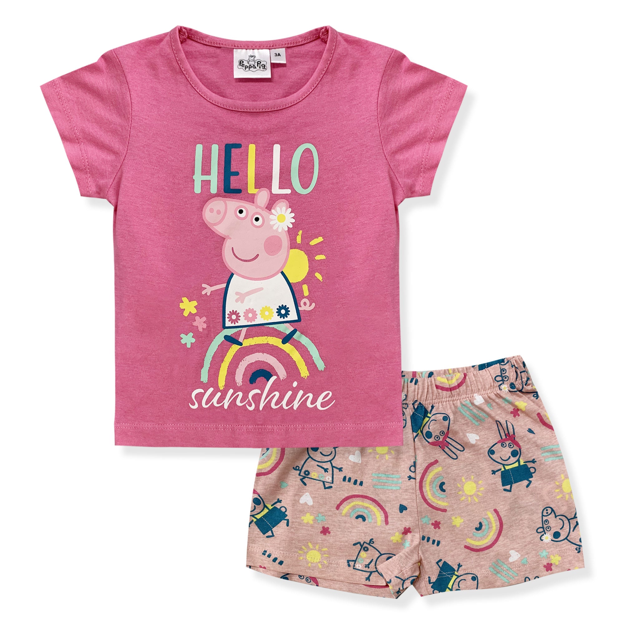 Pigiama bambina Peppa Pig maglia e pantalone corto estivo in cotone 6181
