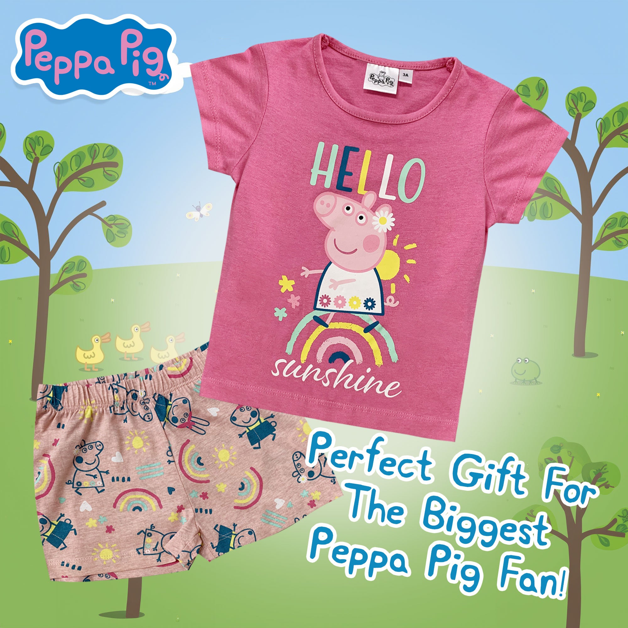 Pigiama bambina Peppa Pig maglia e pantalone corto estivo in cotone 6181
