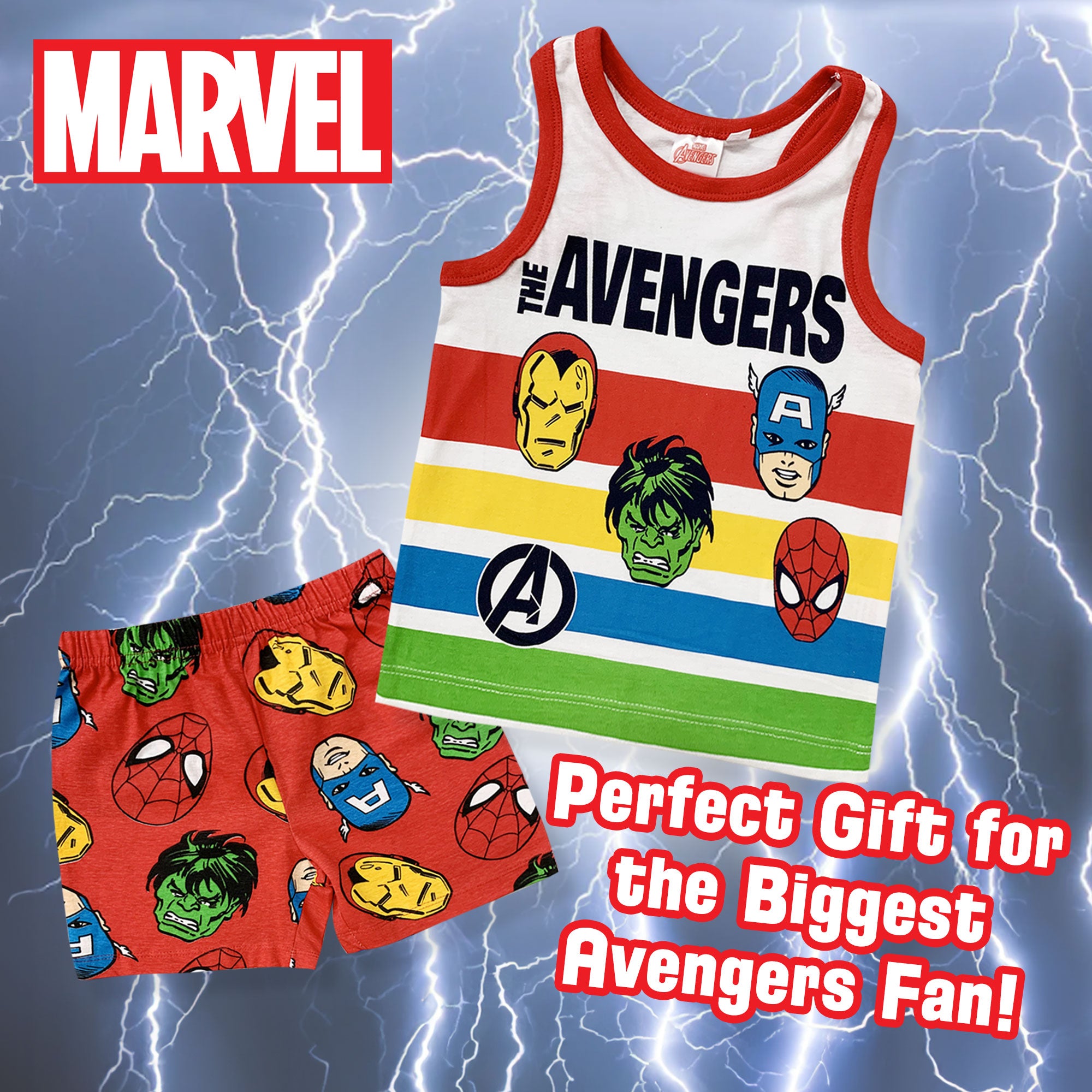 Pigiama bambino Marvel Avengers canotta e pantalone corto estivo in cotone 6182