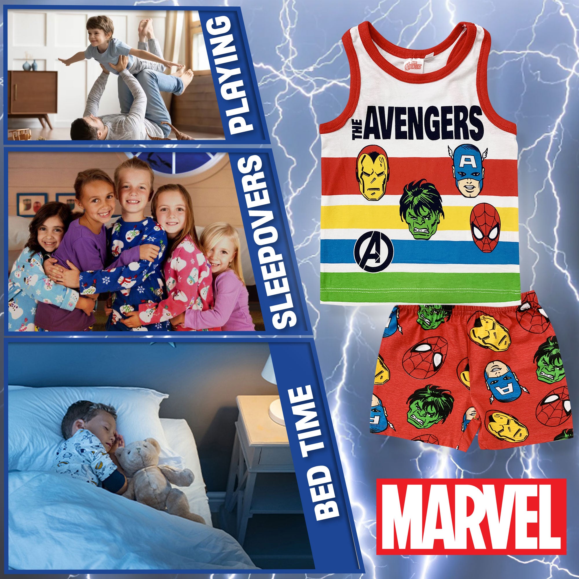 Pigiama bambino Marvel Avengers canotta e pantalone corto estivo in cotone 6182